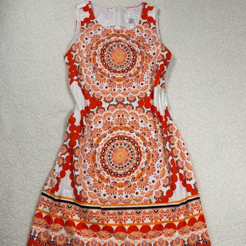 london times midi formal dress orange & white bohemian chic elegant glam classy