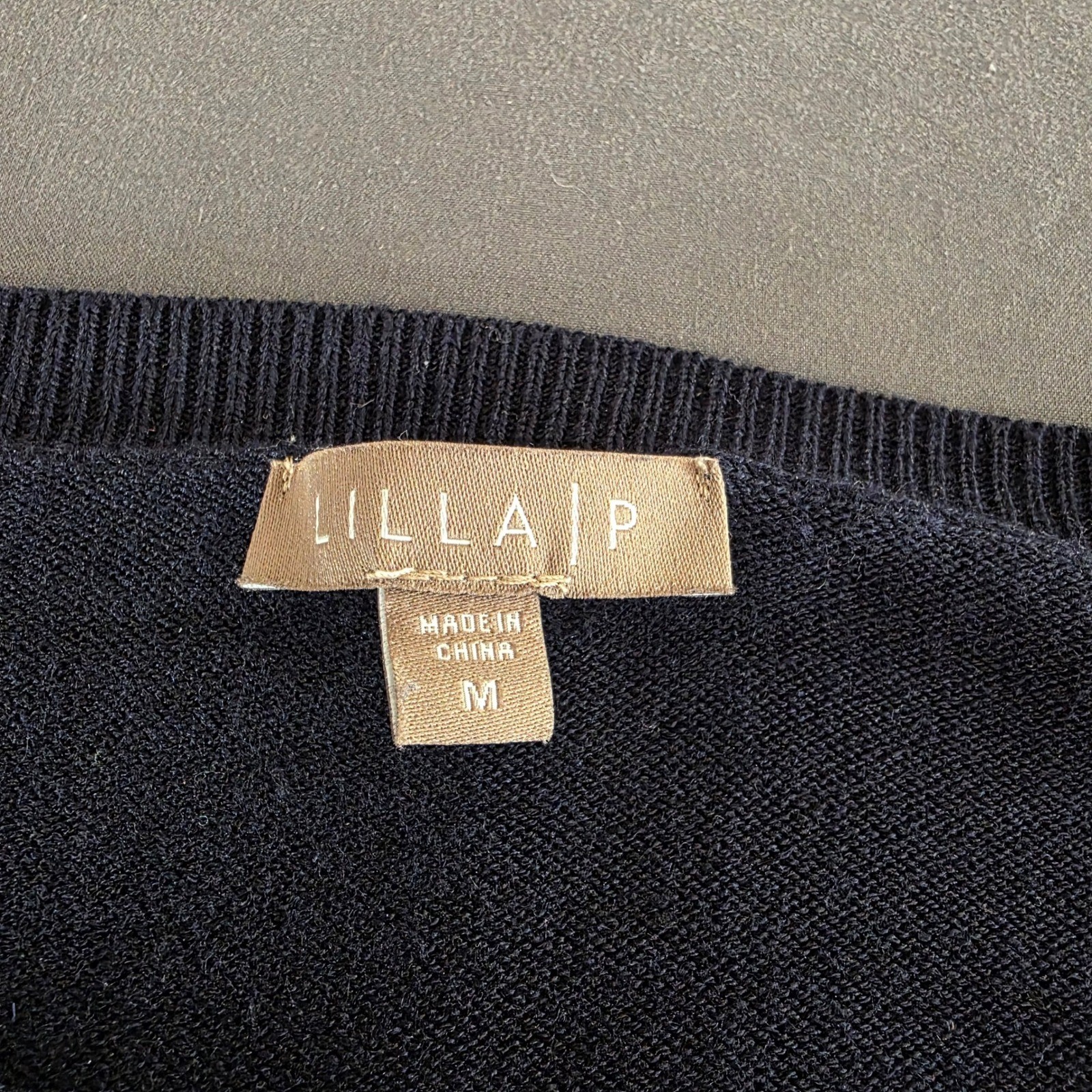 Lilla P Navy Blue Knit Button Shoulder Tunic Sweater Medium Coastal Nautical