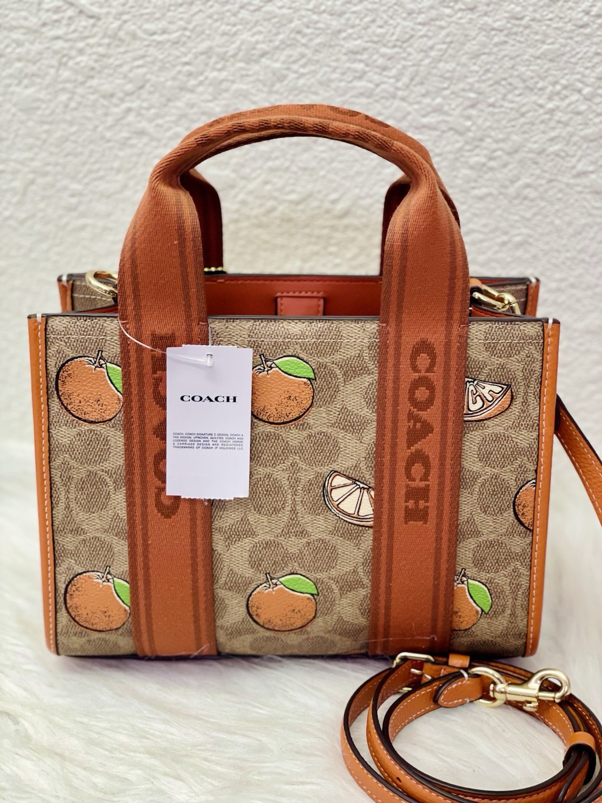 Coach Smith Tote Bag 24 In Signature Canvas With Orange Print CAR81 NWT Limited
