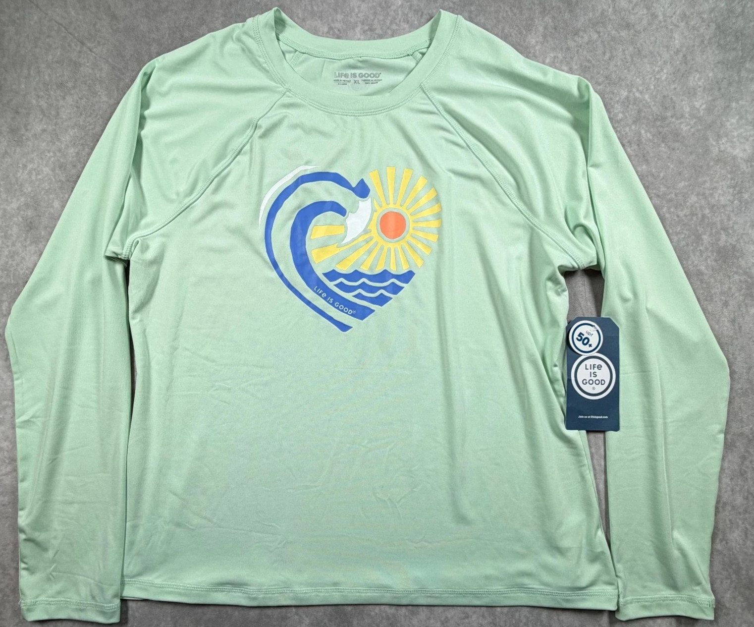 Life is Good UPF 50+ Sunshirt Womens Mint Long Sleeve NWT-Choose Size