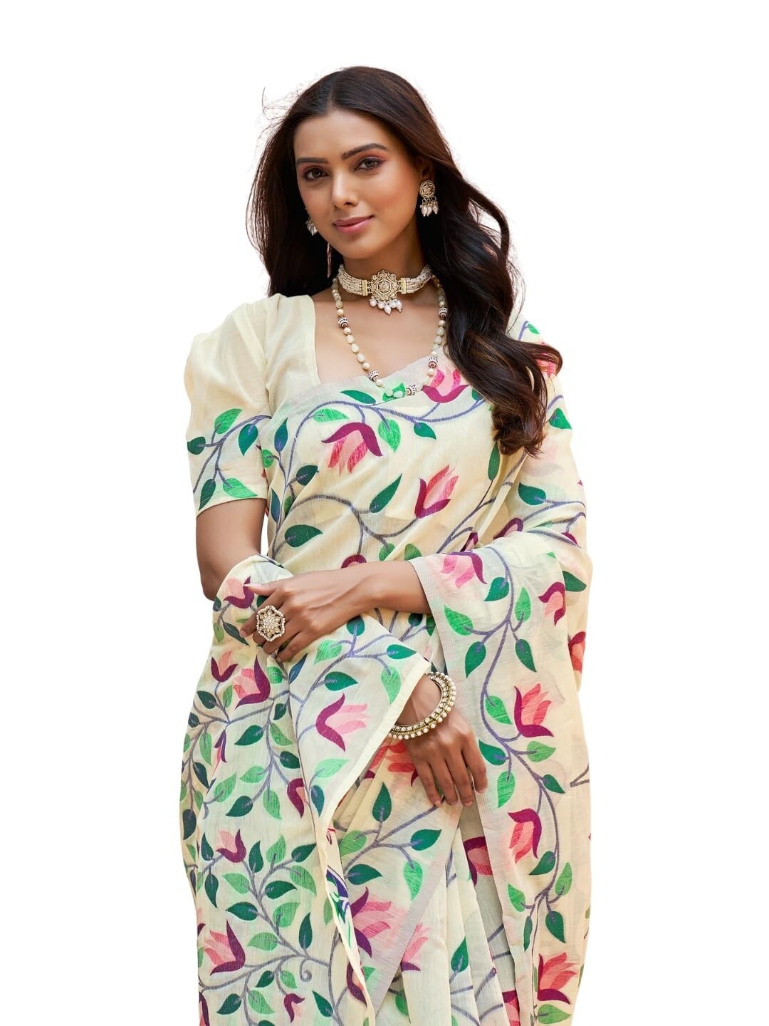 Women’s Pure Cotton Woven Saree With Blouse Piece