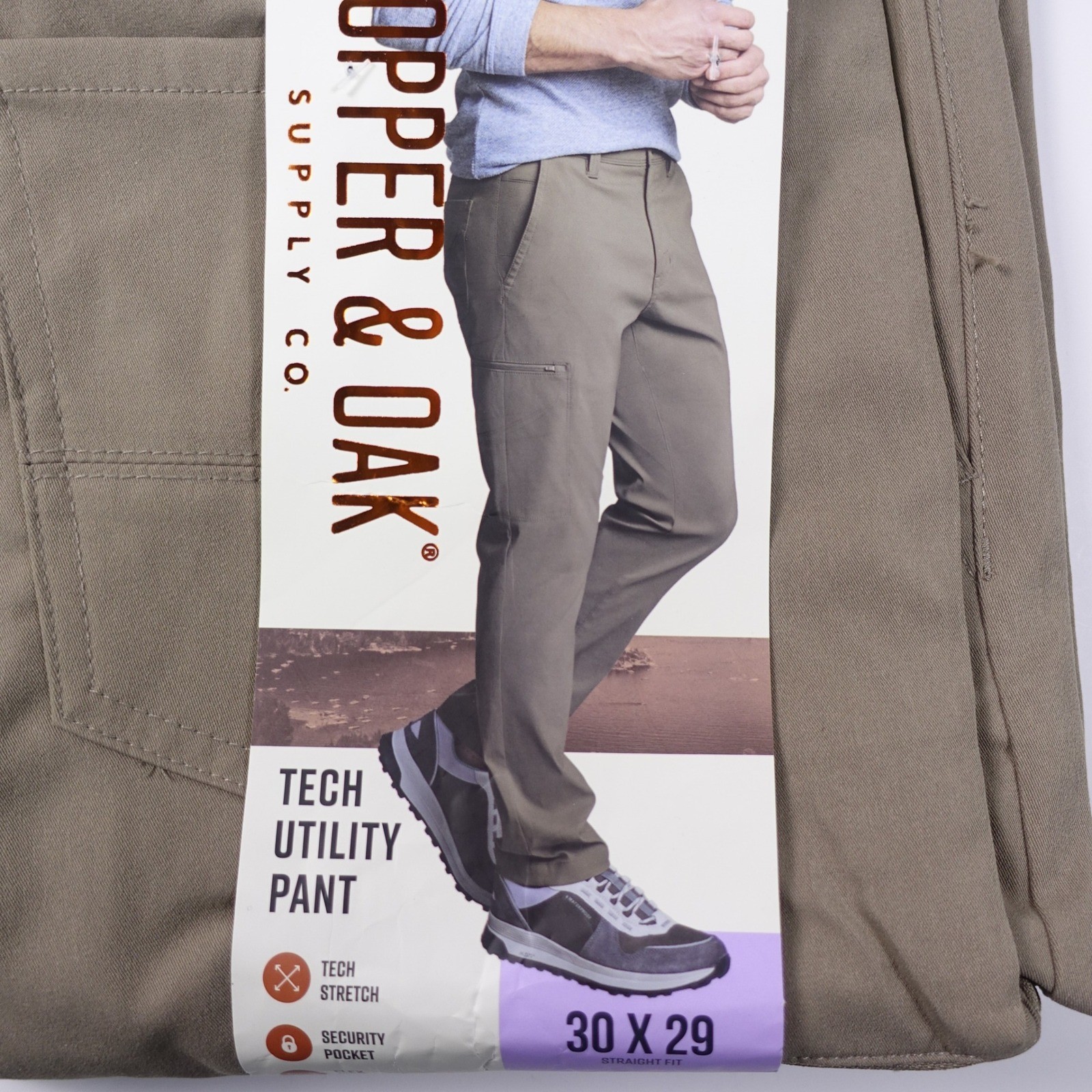 Copper and Oak Supply Co Utility Pants Men 30×29 Tan Straight Fit Tech