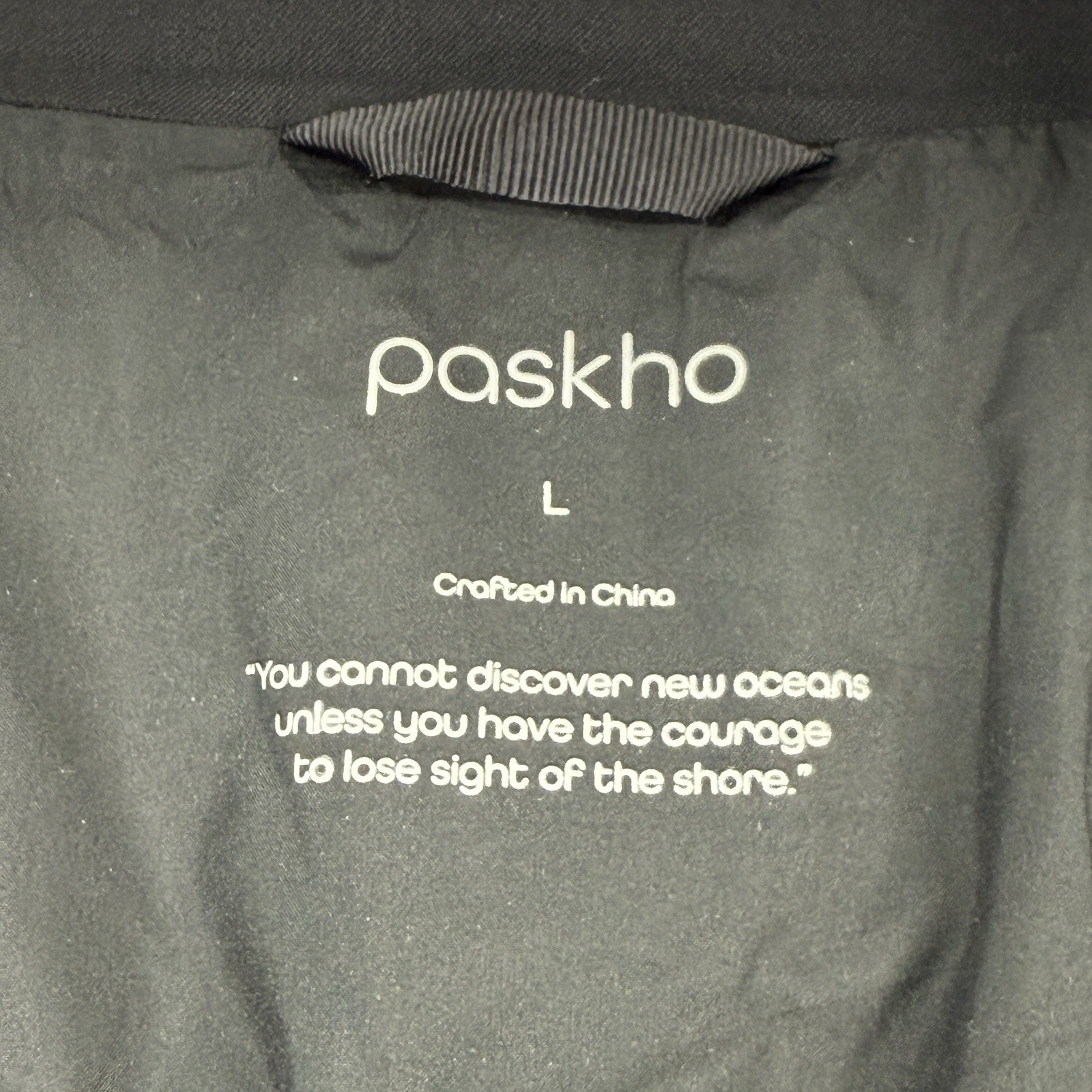 Paskho Black Tech Blazer Womens L Minimalist Travel Stretch Jacket Lightweight