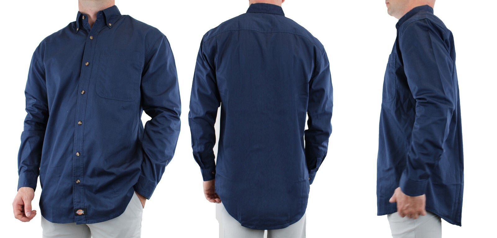 Dickies Men’s Work Shirt Button-Down Collar, Long-Sleeve, Front Pocket WS509BU
