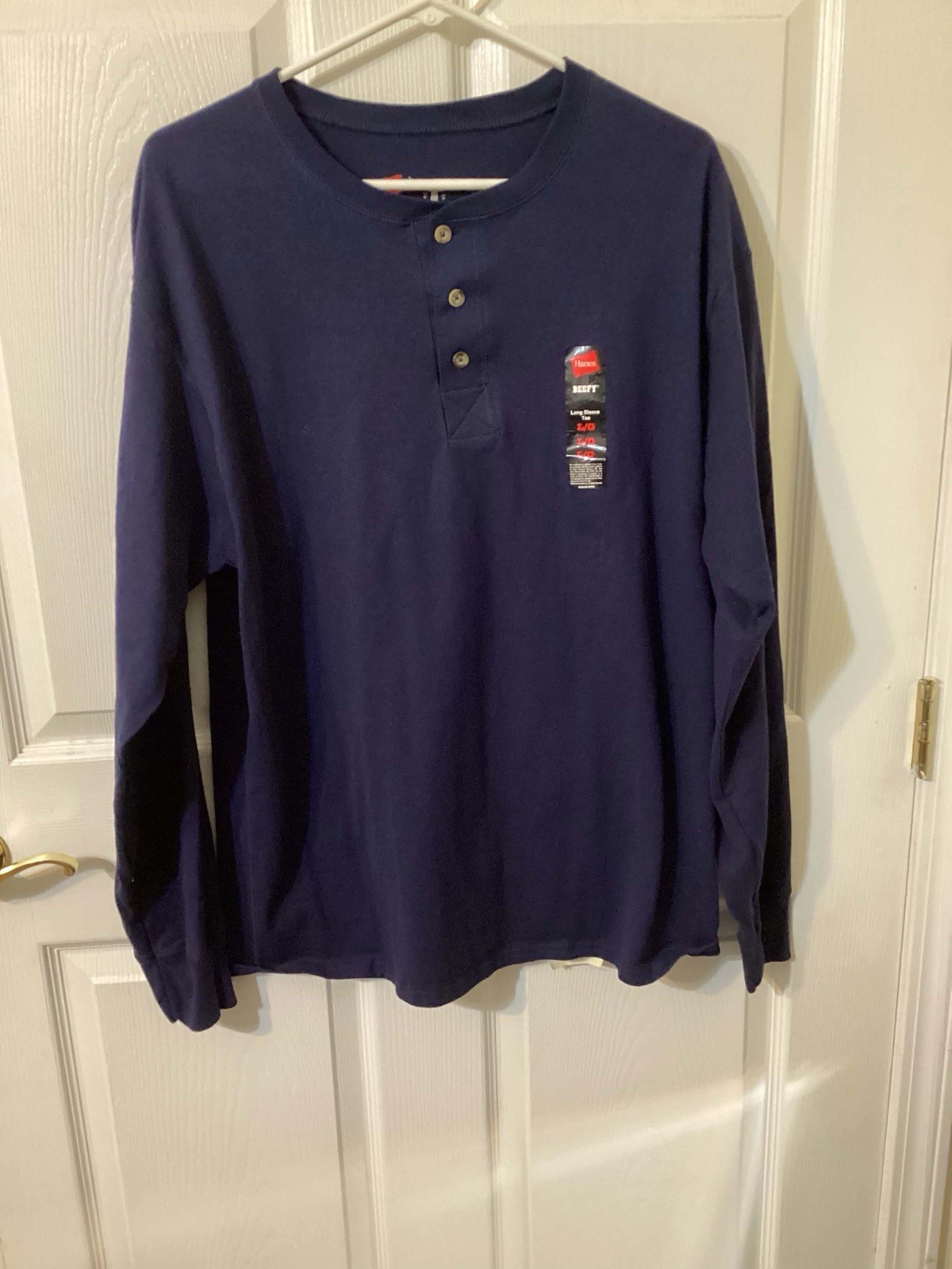 Hanes Beefy Expectedly Durable Unexpectedly Soft Henley Size Large NWT