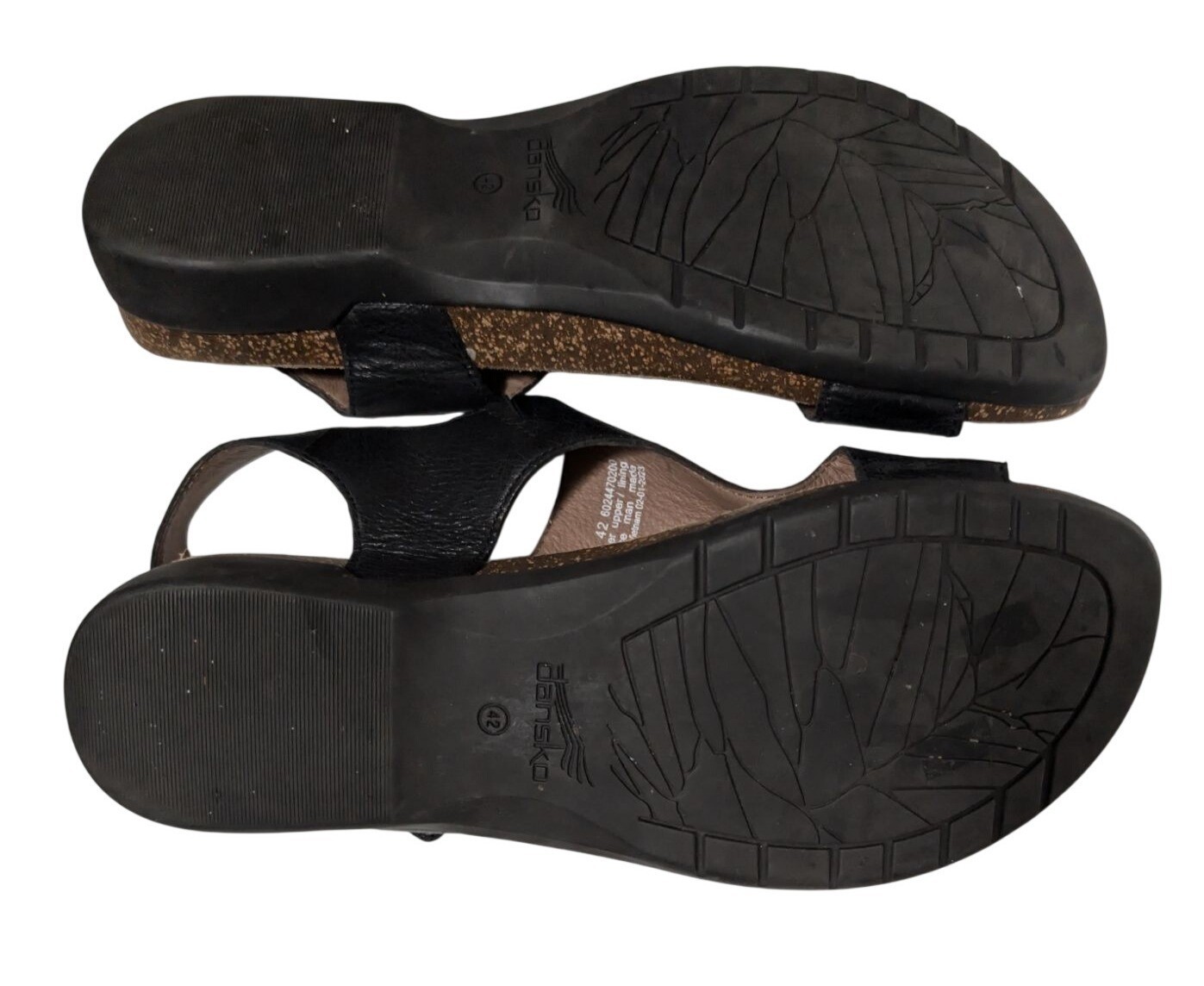 Dansko Reece Black Leather Comfort Toe Loop Sandals Womens EU 42 US 11.5