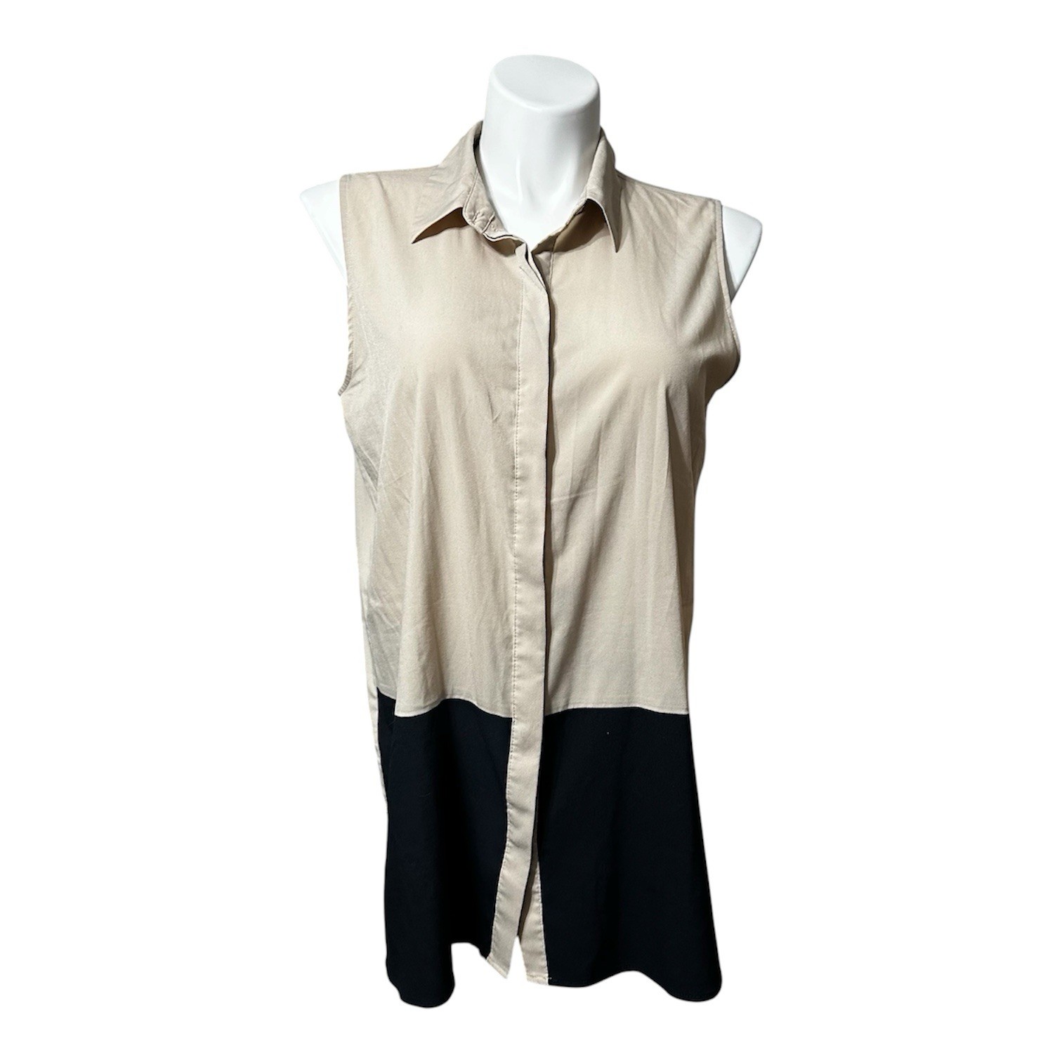 Ann Taylor Women’s XL Shirt Brown Sleeveless Trendy Stylish Top Button