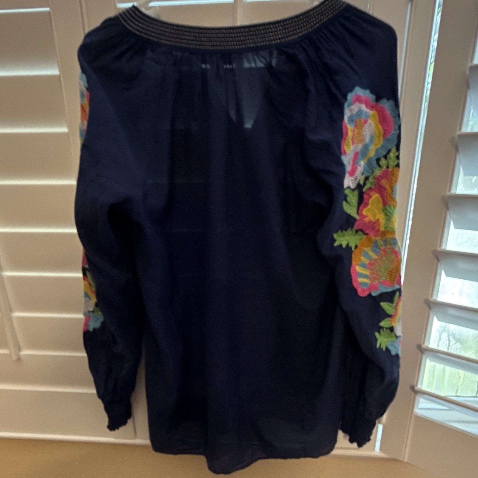 Lilly Pulitzer Sharise Long Sleeve Embroidered Top in Low Tide Navy Size XS