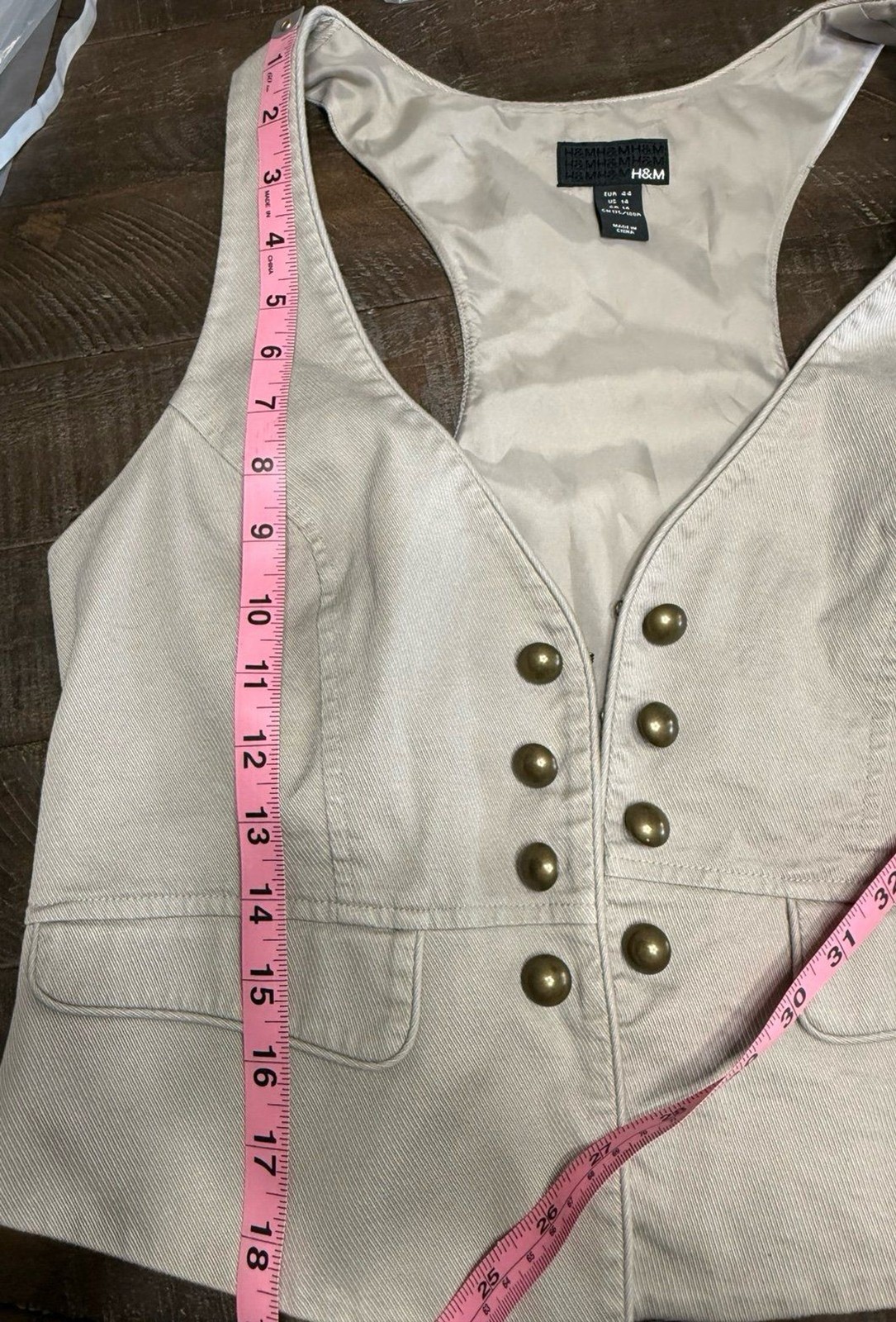 H&M Vest Colonnade Gray br Real pockets size 14