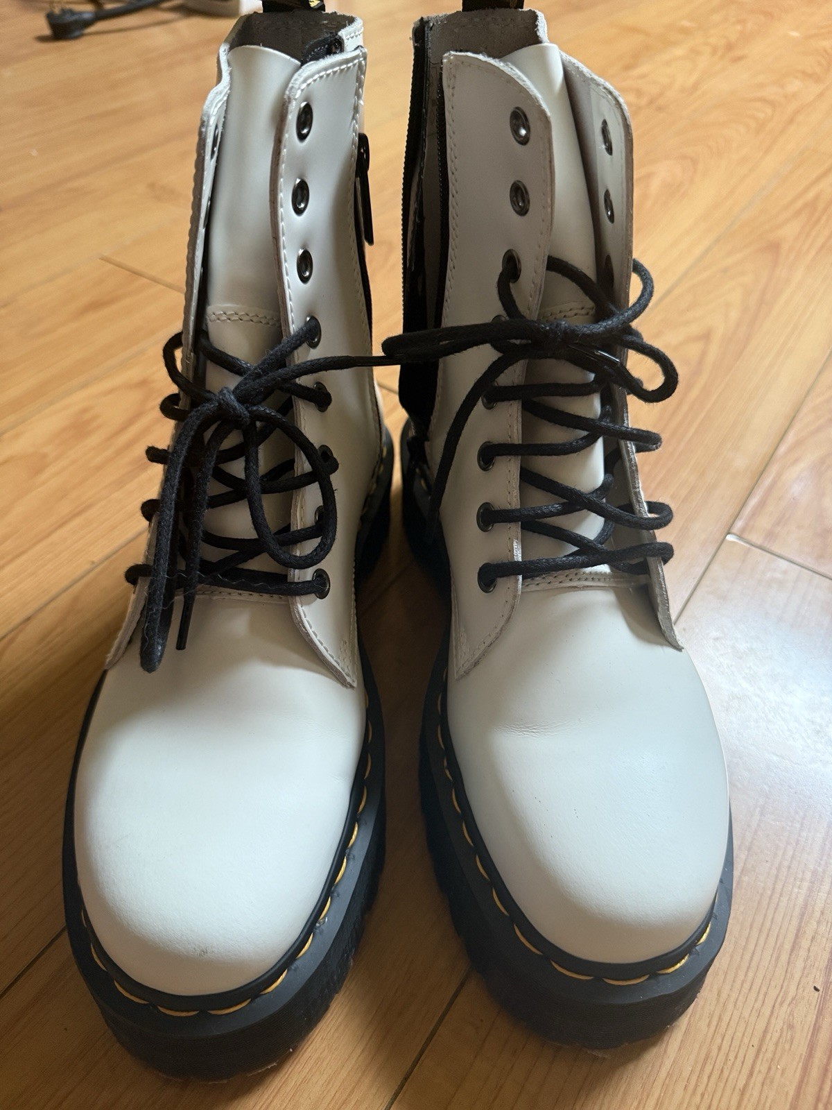 Dr Doc Martens White And Black Air Wair Boots Bouncing Soles Men’s size 9 or 10