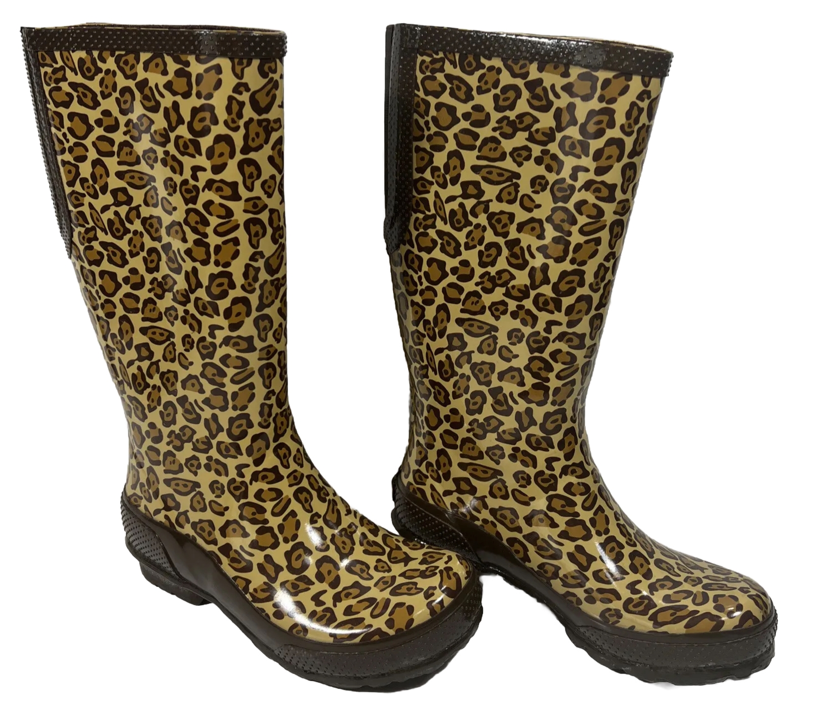 LADYS LEOPARD PRINT BOOTS SIZE 7 EXCELLENT CONDITION MODEL 203234 TALL RAIN BOOT