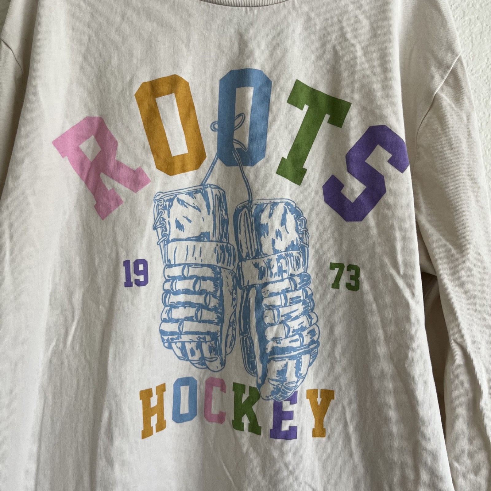 Roots Kids Hockey Long Sleeve Shirt 100% Organic Cotton Size 9-10 Years