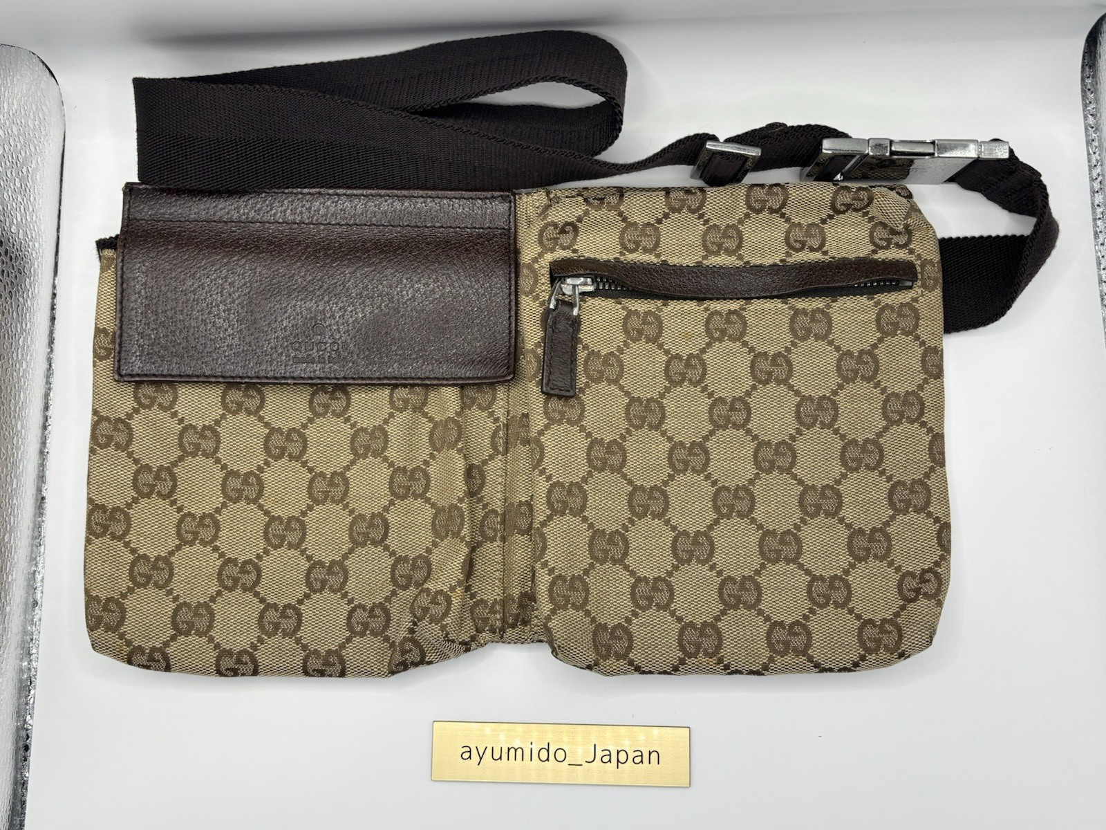 GUCCI Auth GG Waist Pouch shoulder Bumbag Belt Bag Fanny Pack Vintage