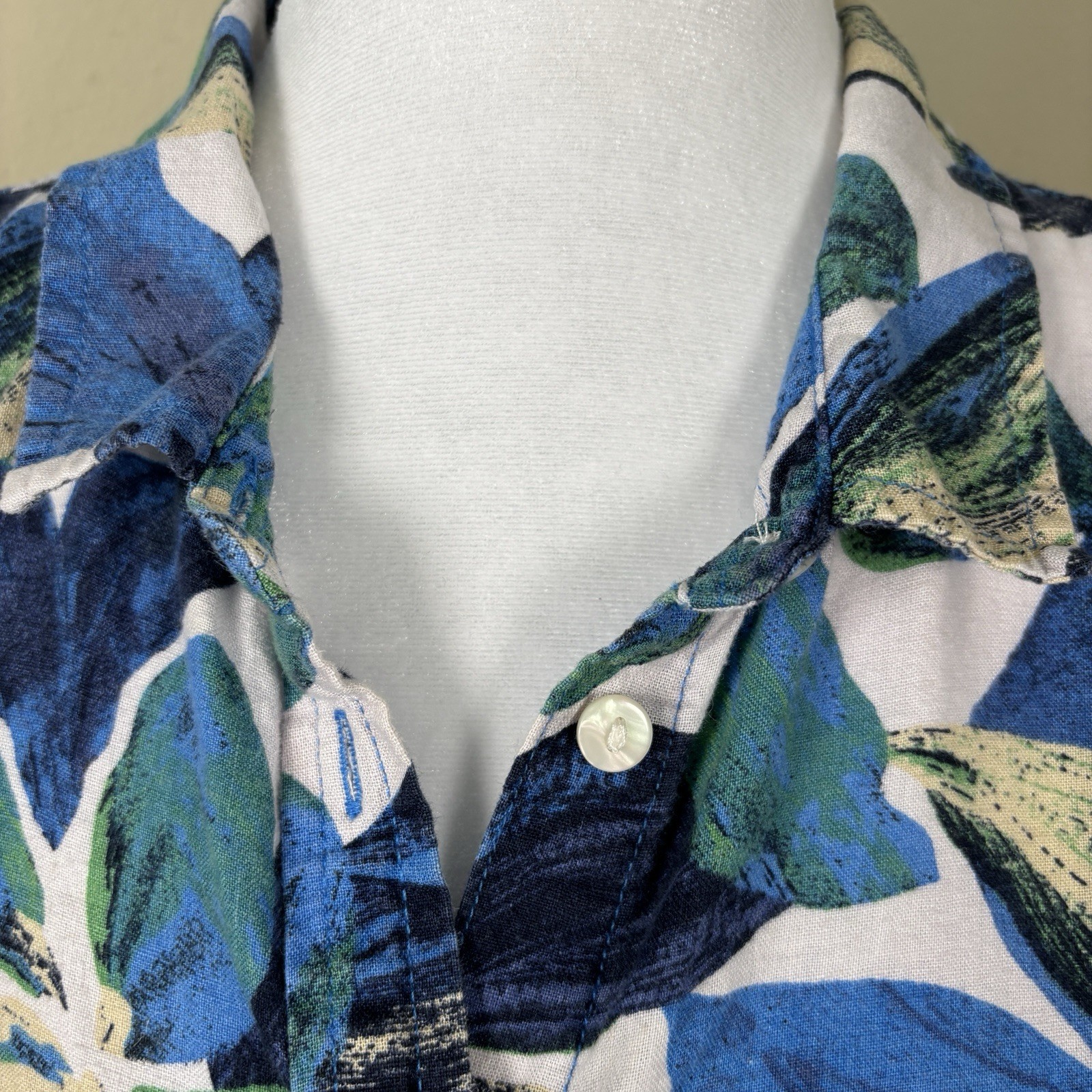 Time & Tru Women’s Xl Button Down Blouse Linen Blend Beach Coastal Breathable
