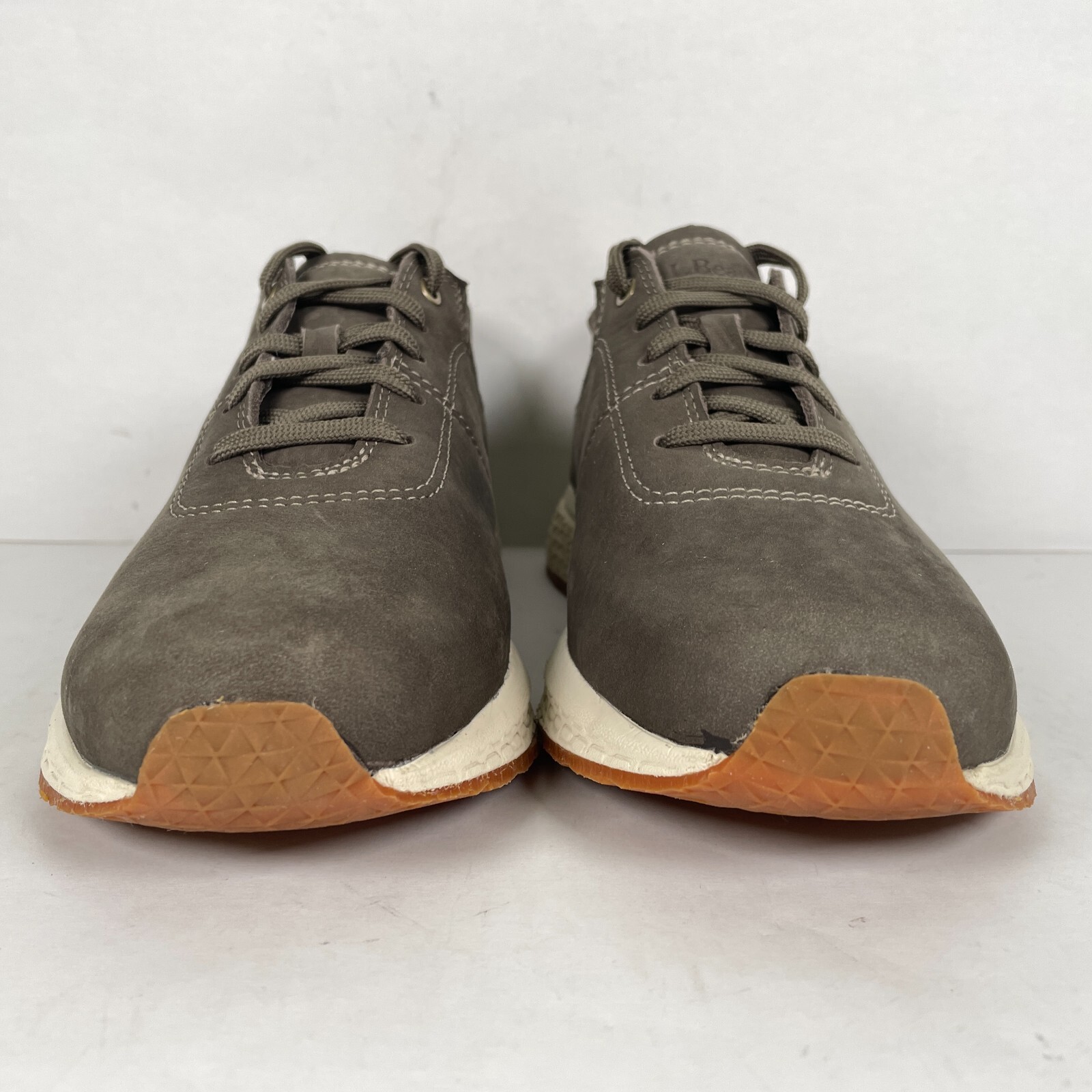 LL Bean Stone Coast Oxford Sneakers Womens Size 9 M Ash Brown Leather Shoes
