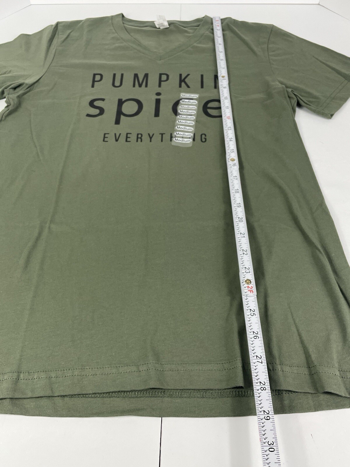 Pumpkin Spice Everything Medium Army Green T Shirt Short Sleeve Bella + Canvas