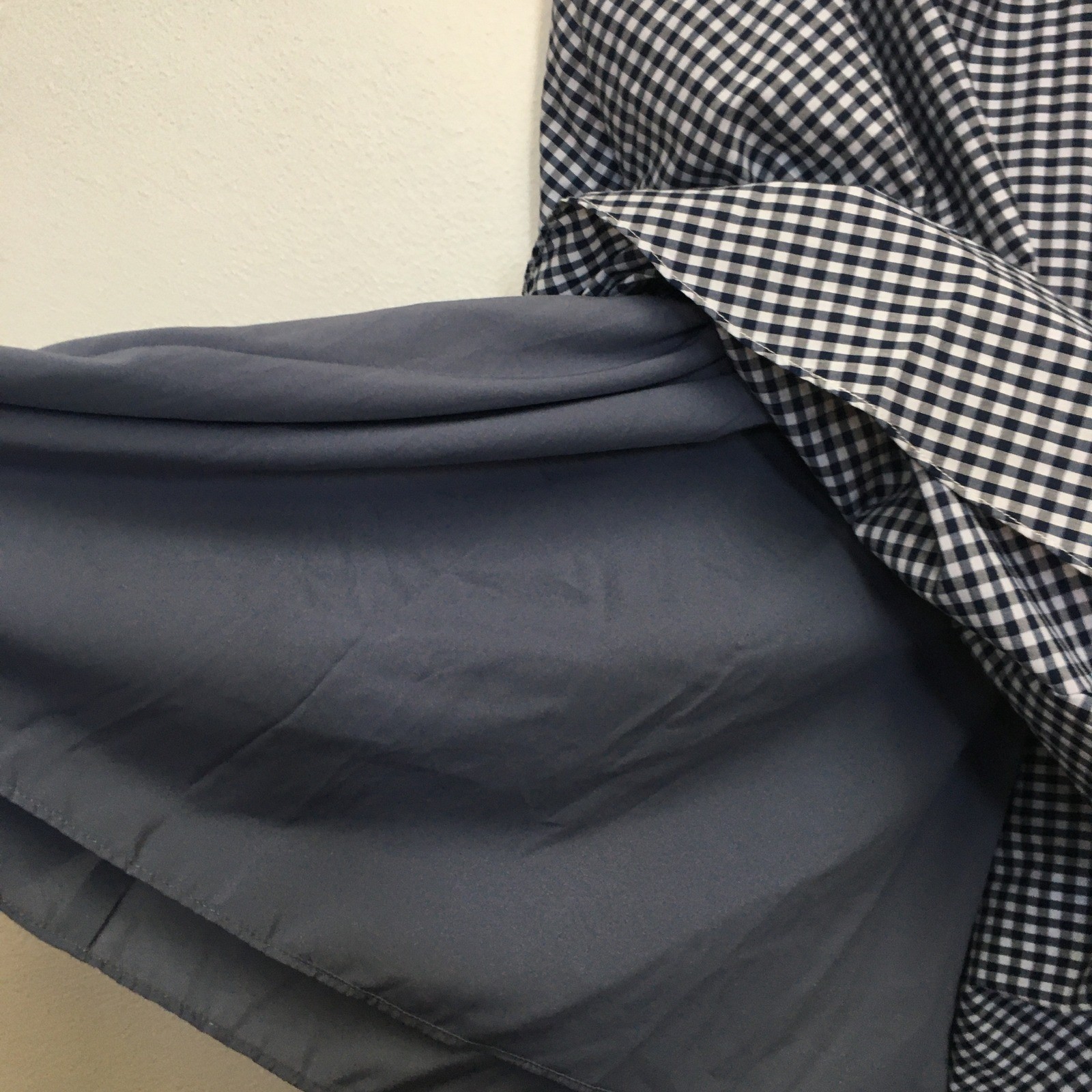 Uniqlo Gingham Pockets Circular Skirt Women’s Large Navy Blue Preppy Classic