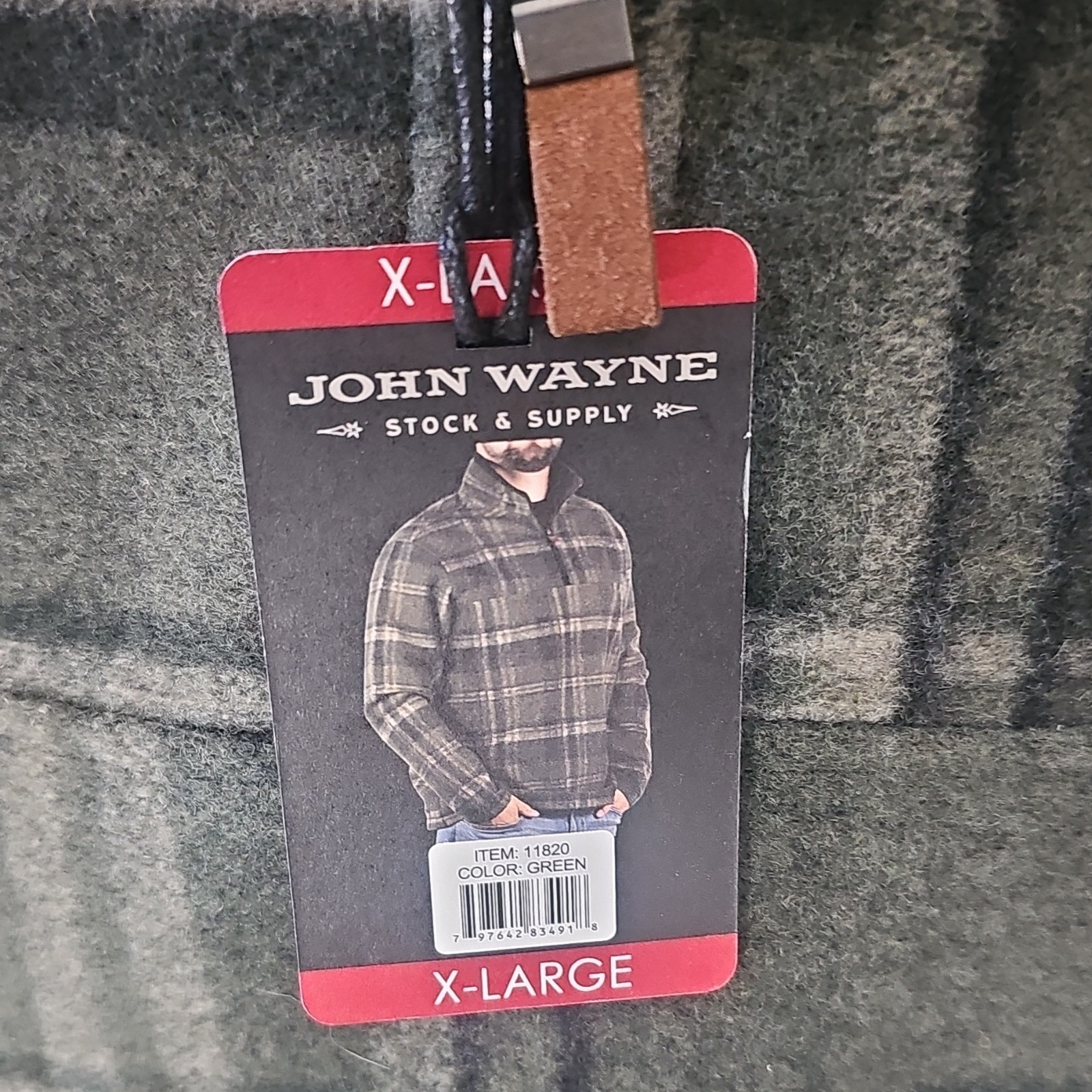 John Wayne Stock & Supply NWT Mens 1/4 Zip Pullover Sweater Green XL