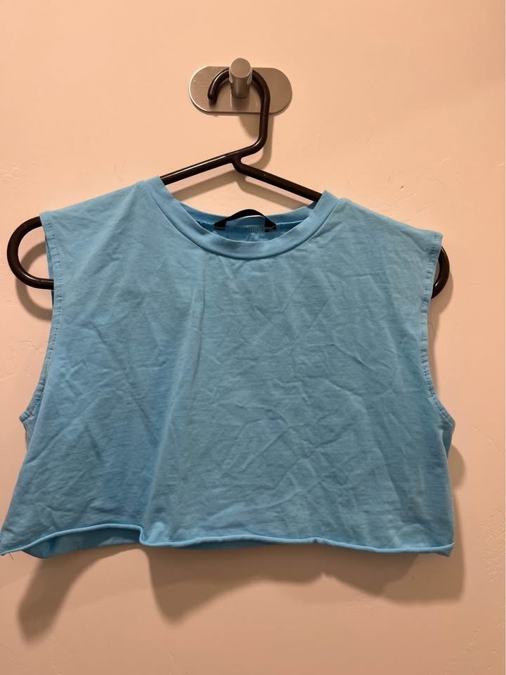SHEIN Baby Blue Cropped Muscle Tank XS