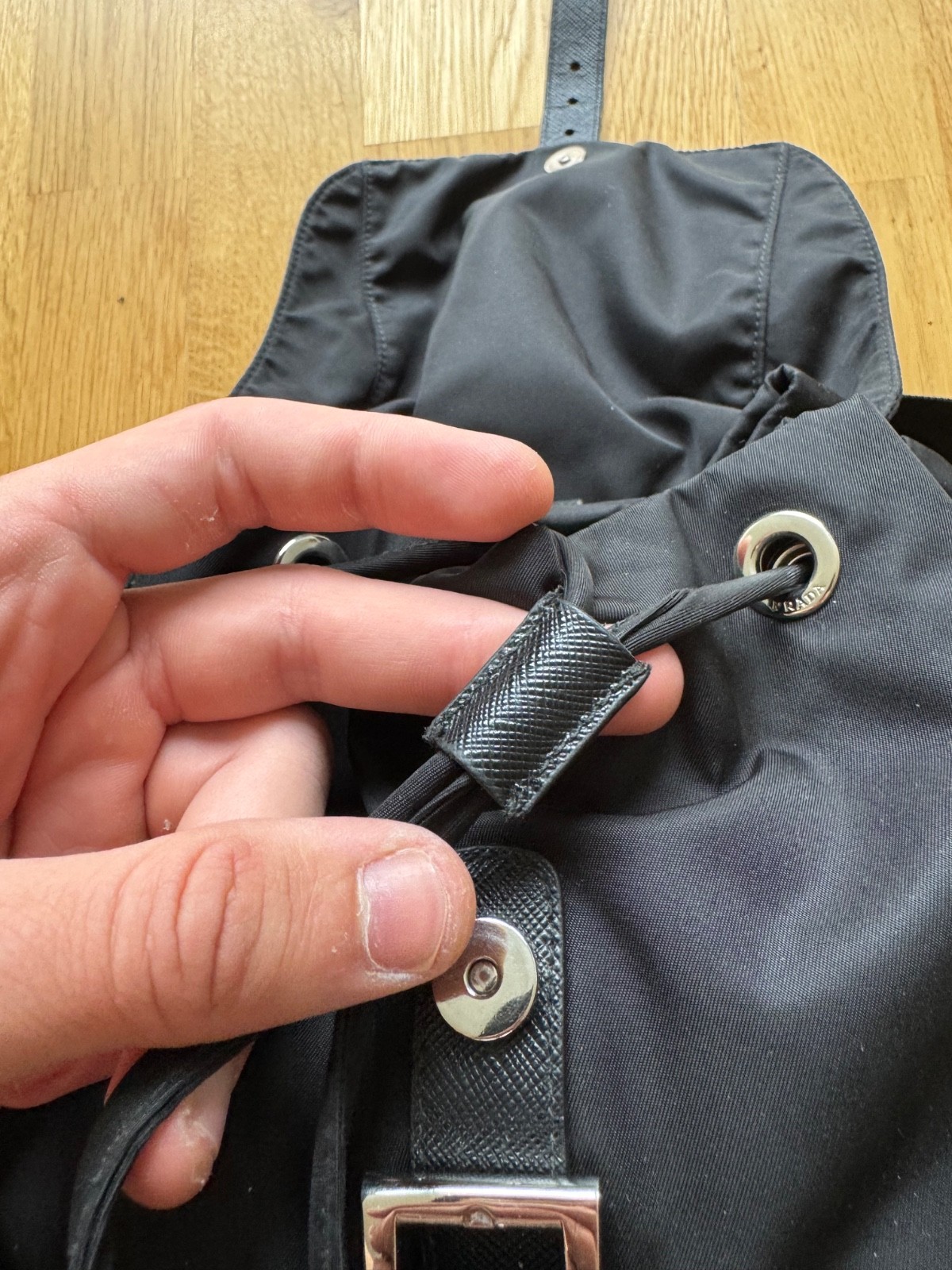 PRADA Re Nylon Buckle Closure Backpack Medium Black Nylon