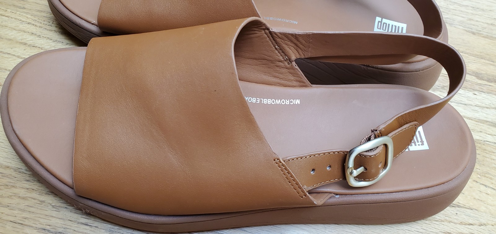 F-Mode Brown Leather Platform Back Strap Sandals US Size 11