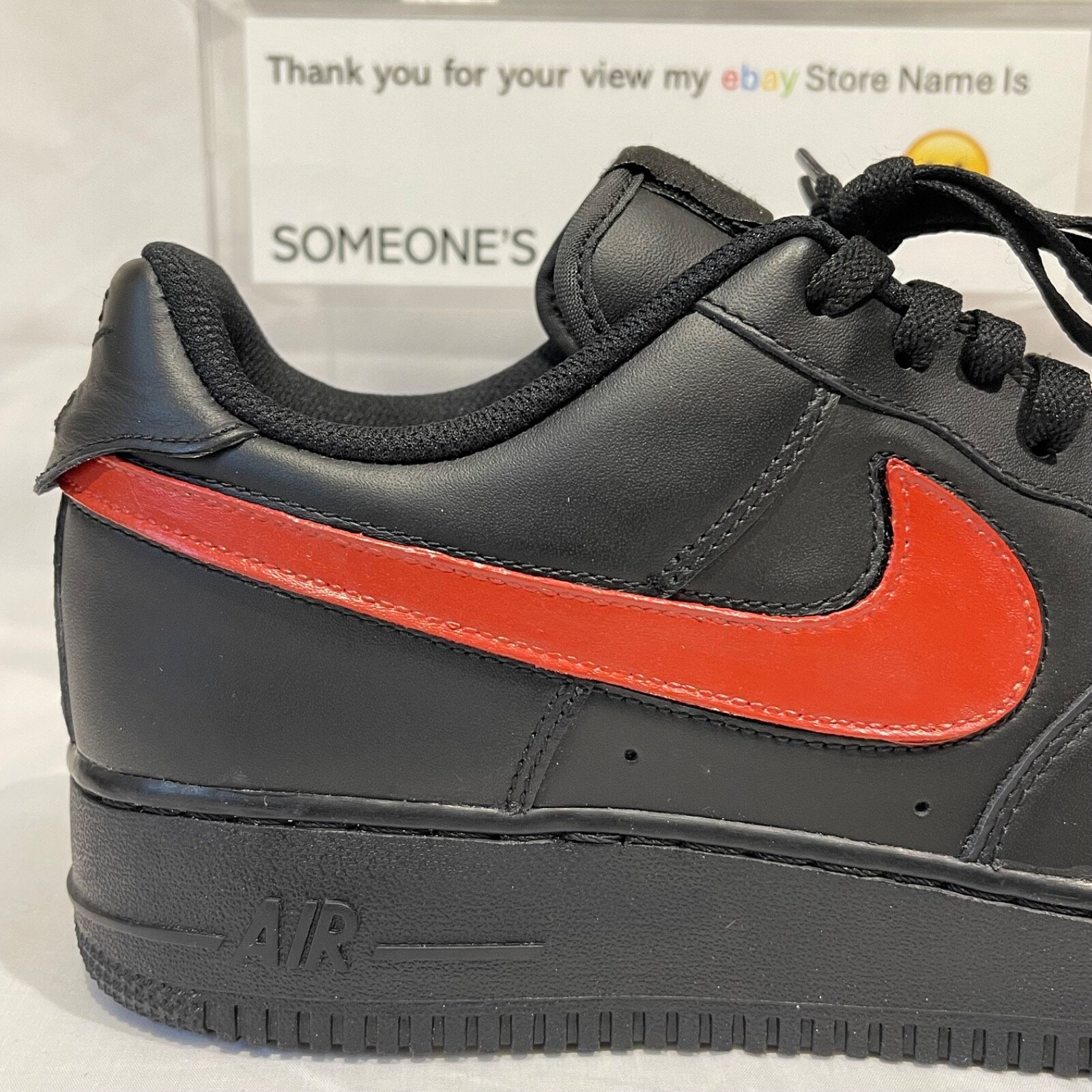 Nike Air Force 1 Low Black (Terra Cotta Custom Painted Swoosh) SC-#77B