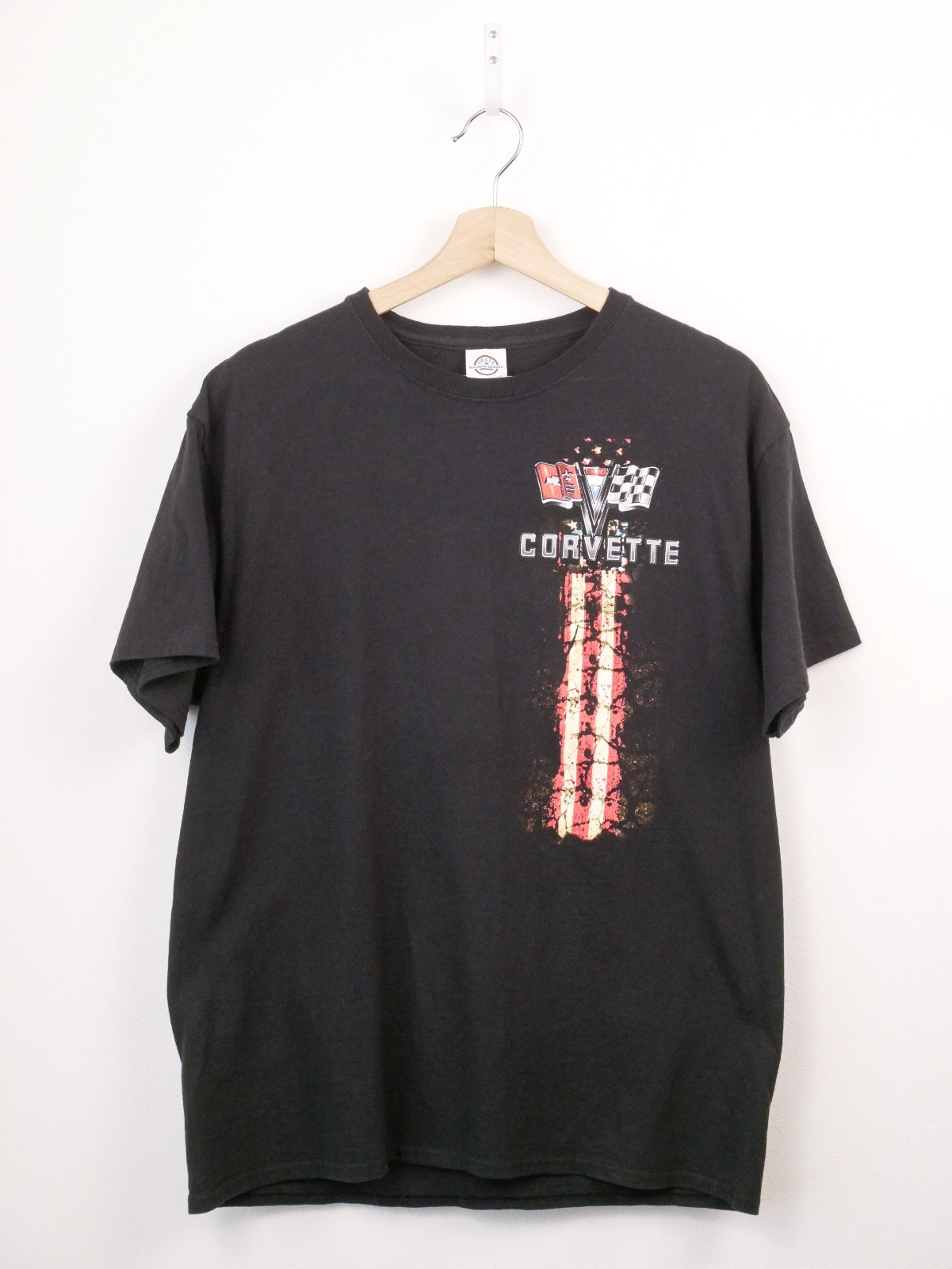 Corvette C2 Sting Ray Graphic T Shirt Black Double Sided Car Tee Men’s XL