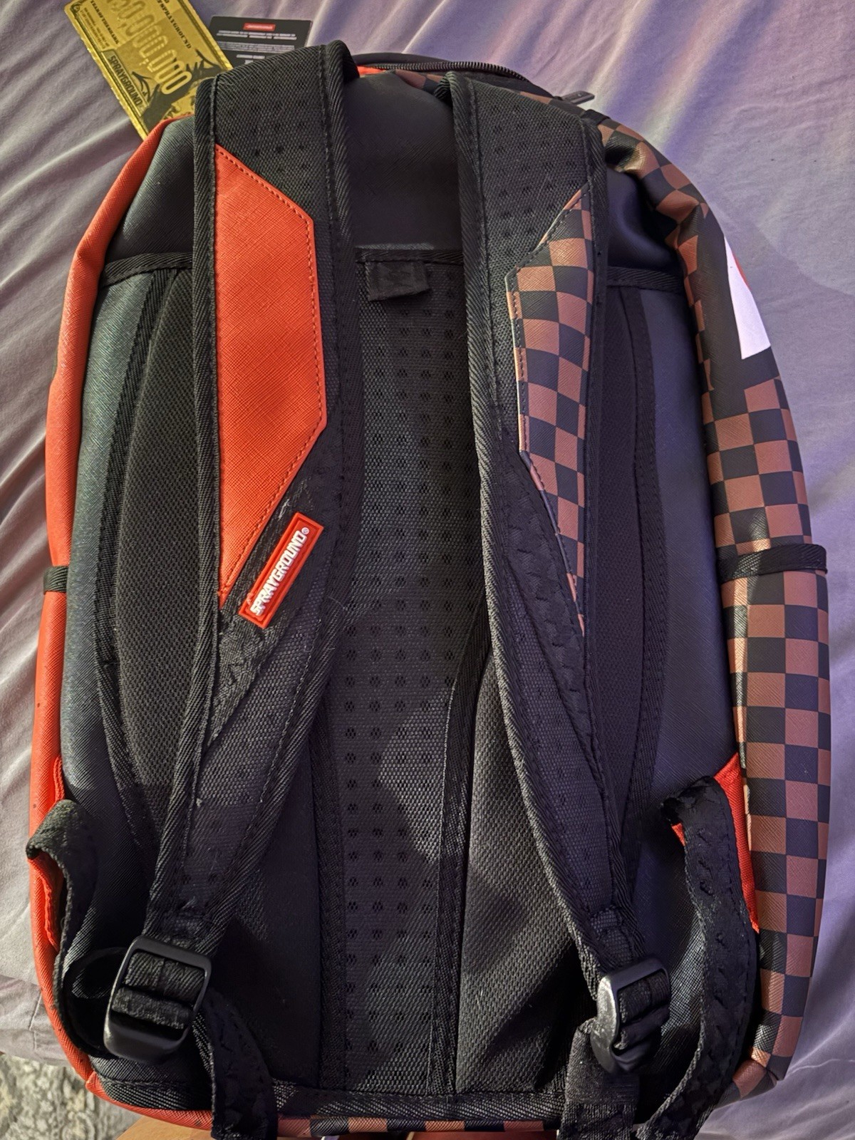 Sprayground Looney Tunes Taz Checkered Backpack Zip Closure Red/Black
