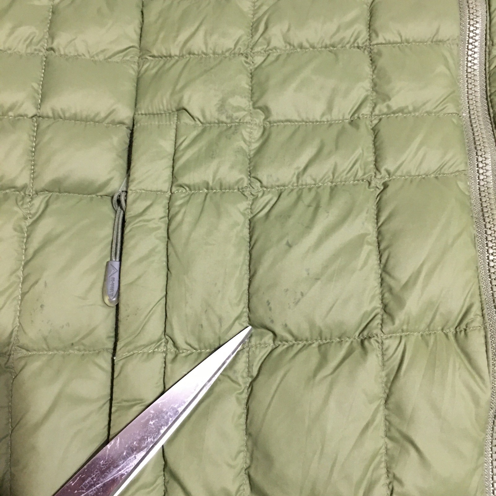 K-Way Puffer Jacket Mens Medium Olive Green Quilted Down Full Zip