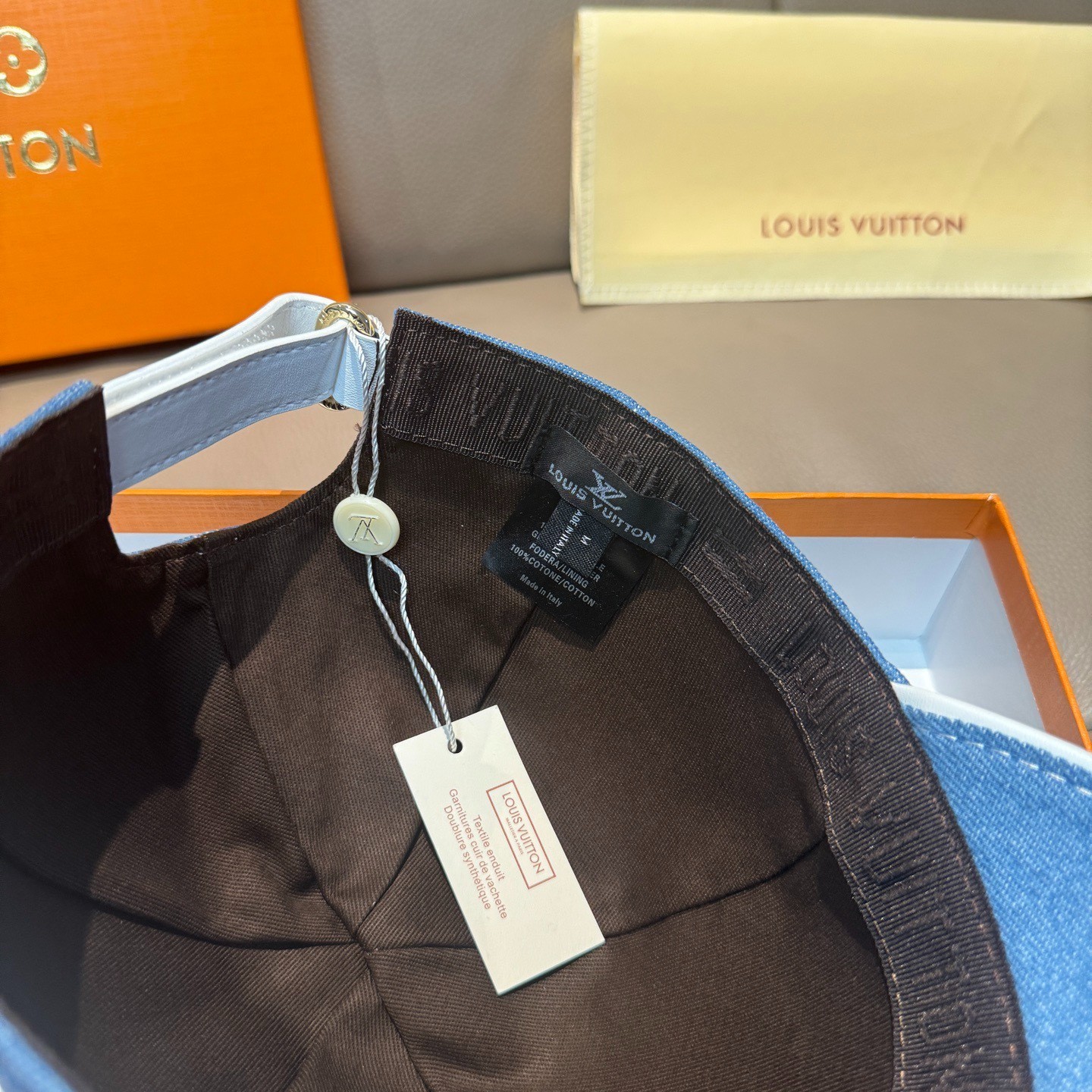Moncler Blue Embossed Denim Baseball Cap M