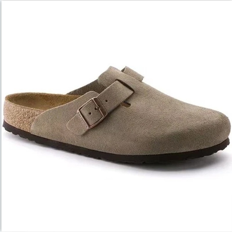 Birkenstock Boston Suede Leather Soft Footbed Unisex Clog Taupe Casual Shoes