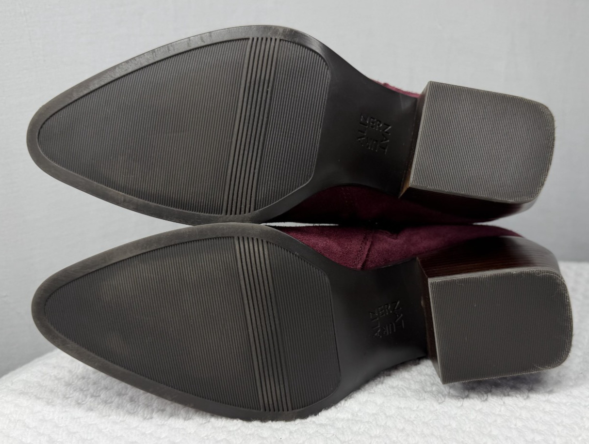 Naturalizer: Fenya wine suede ankle boot chunky heel women’s size 8