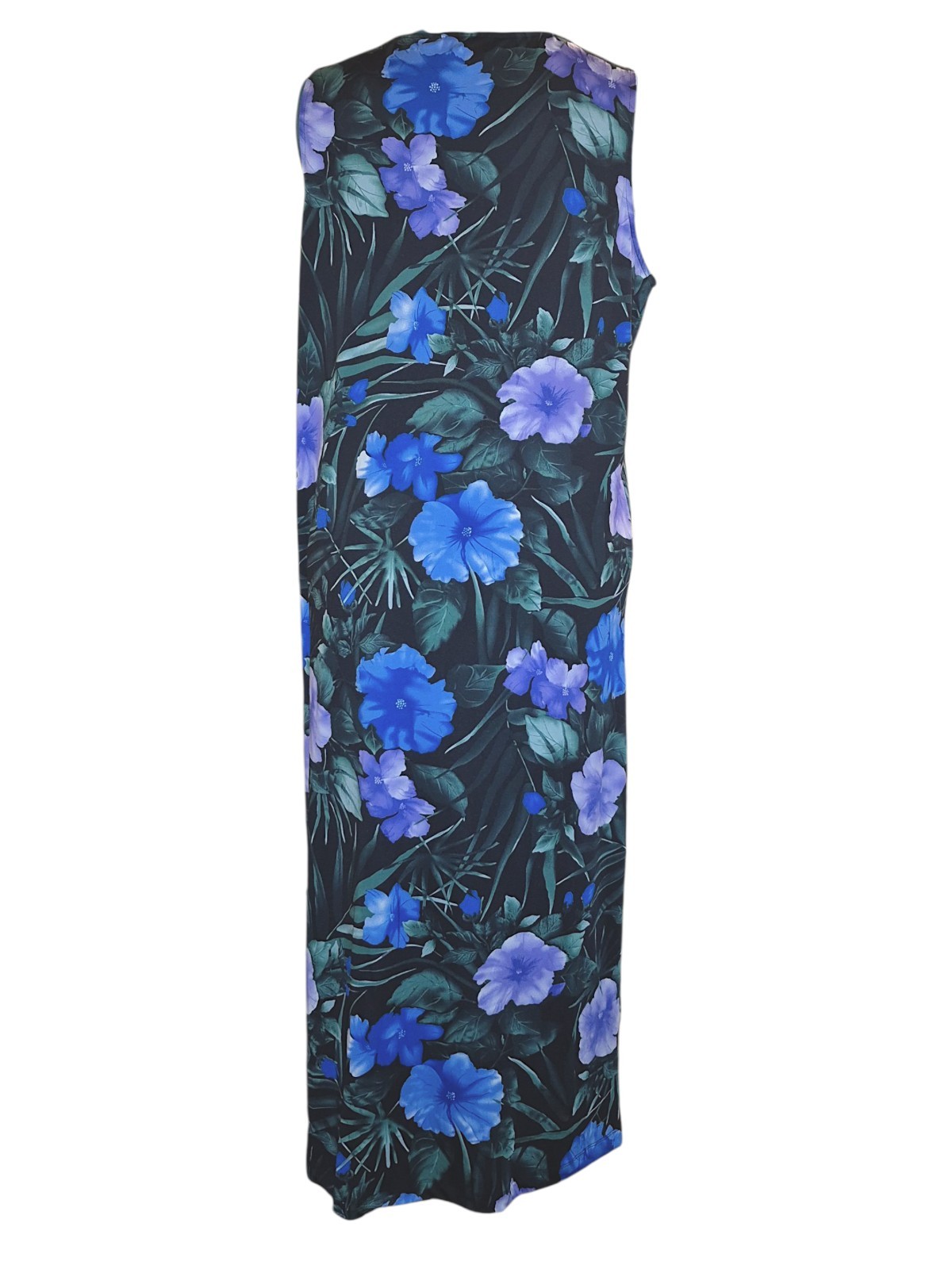Stan Herman Silky Jersey Lounge Dress Hibiscus Sz L Black A346777 Women ZZ19