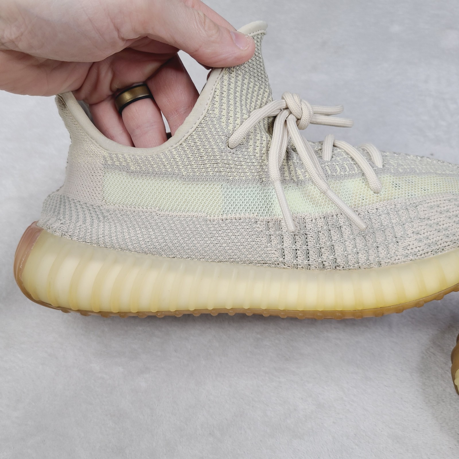Adidas Yeezy YZY Boost 350 V2 Citrin Shoes Mens 9 Non Reflective Beige Knit