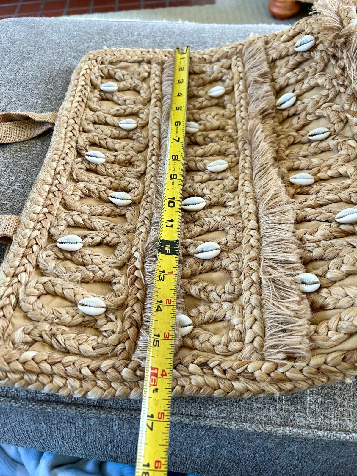 NWT SALT + UMBER Isla Jute Seashell Tote Bag Shells Natural Fringe Beach Tote
