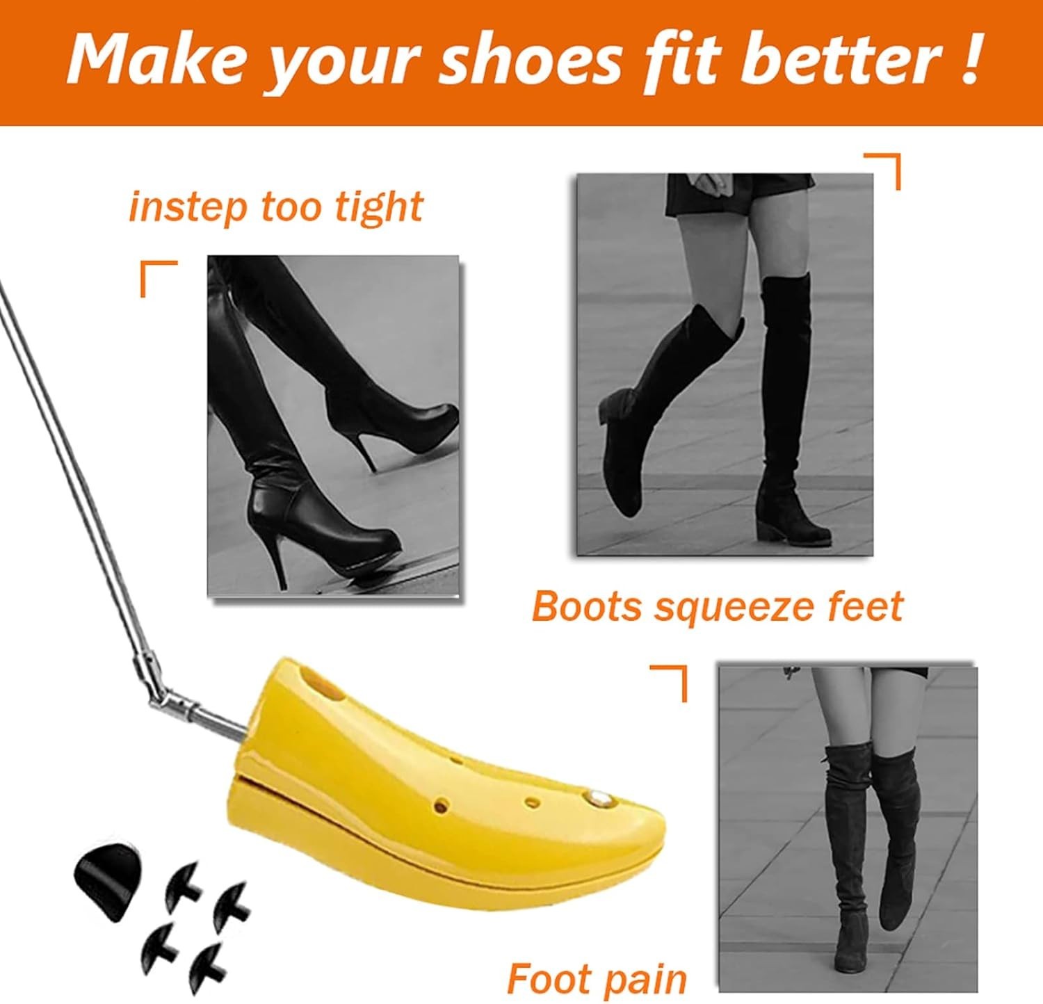 Shoe Instep Stretcher Adjustable Shoe Trees Higher Vamp Boot Shoe Support for…
