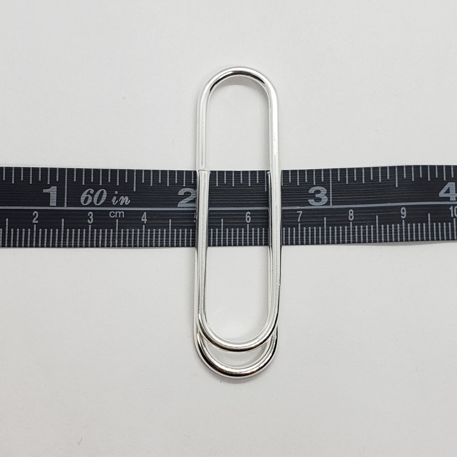 925 Sterling Silver Large Paper Clip Money Clip Made in Italy 2 3/8 x 5/8 inch