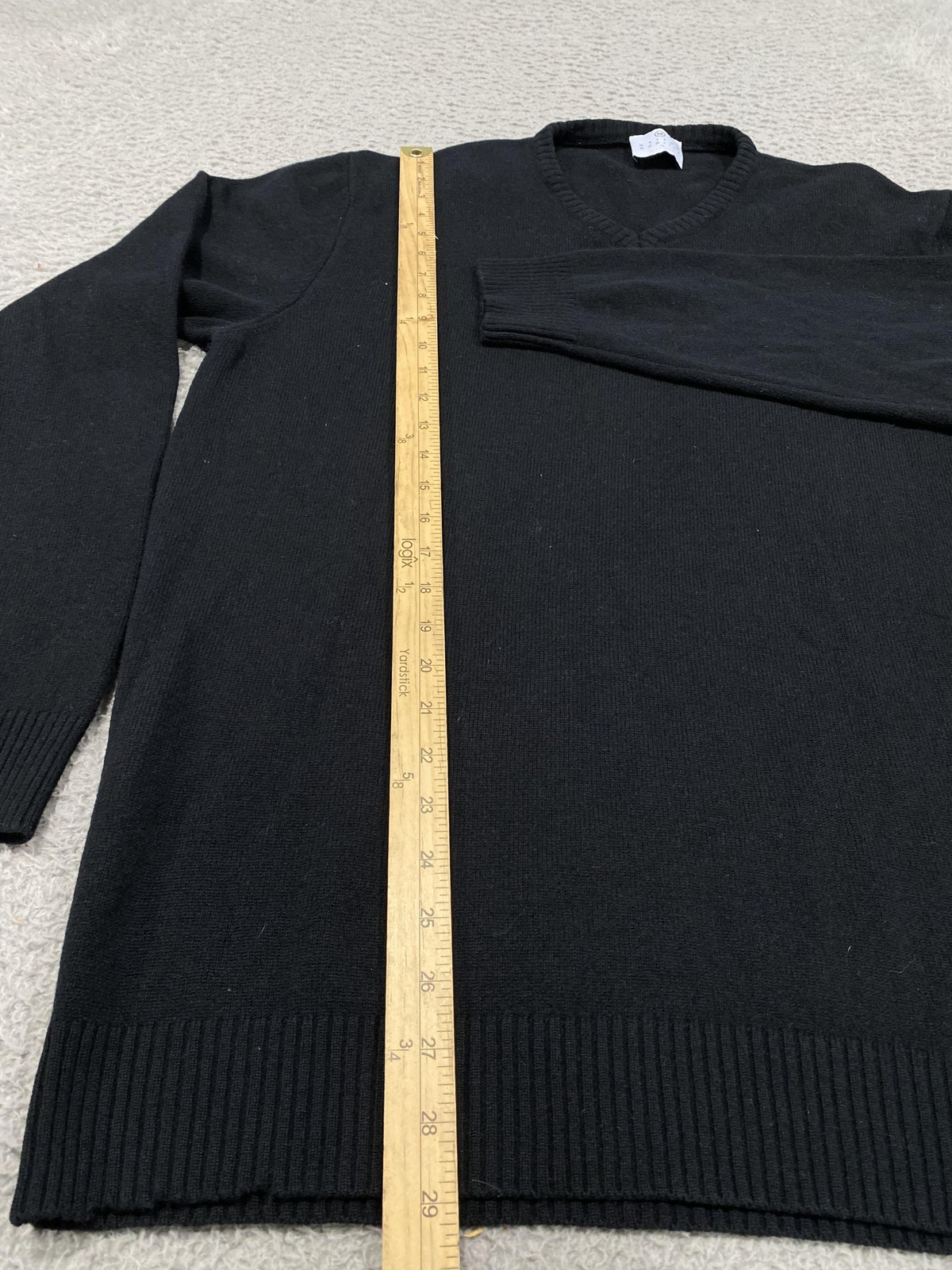 Maison Woolies Sweater Mens 3XL Black Lambswool V Neck Knit Pullover Italy