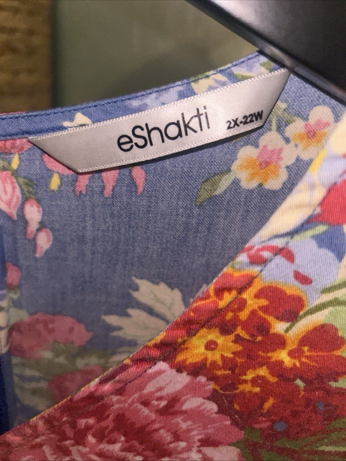eShakti Dress Plus Size 2X Pockets Blue Floral Fit & Flare Cottagecore Garden
