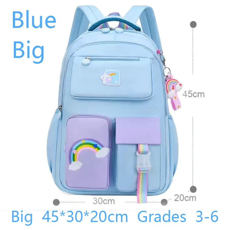 High Class Girls Backpack Macaron Color Block Rainbow Zipper Teen School Bag