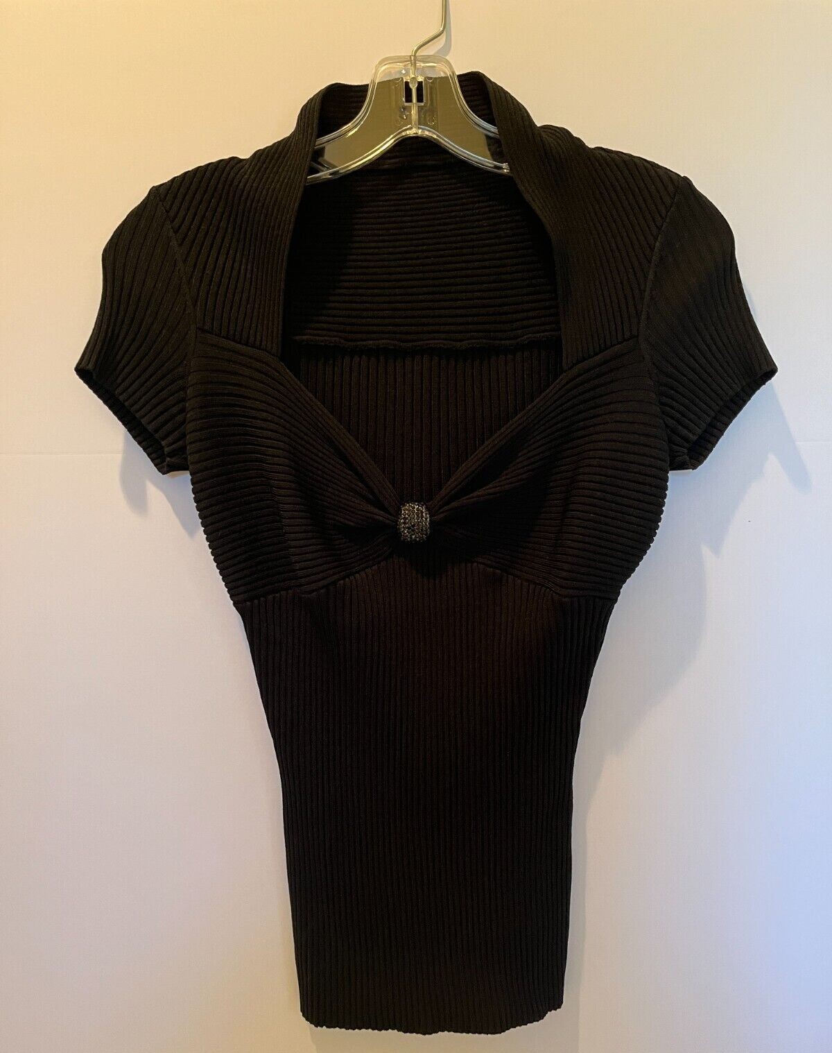 Women’s Top Small Black Cap Sleeve Stretch Rayon/Nylon/Spandex