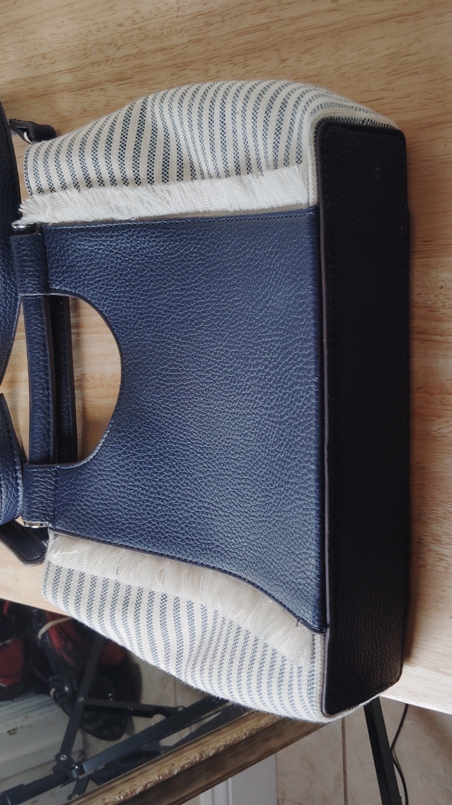 Kelly & Katie Navy White Striped Shoulder Bag with Magnetic Closure for Women
