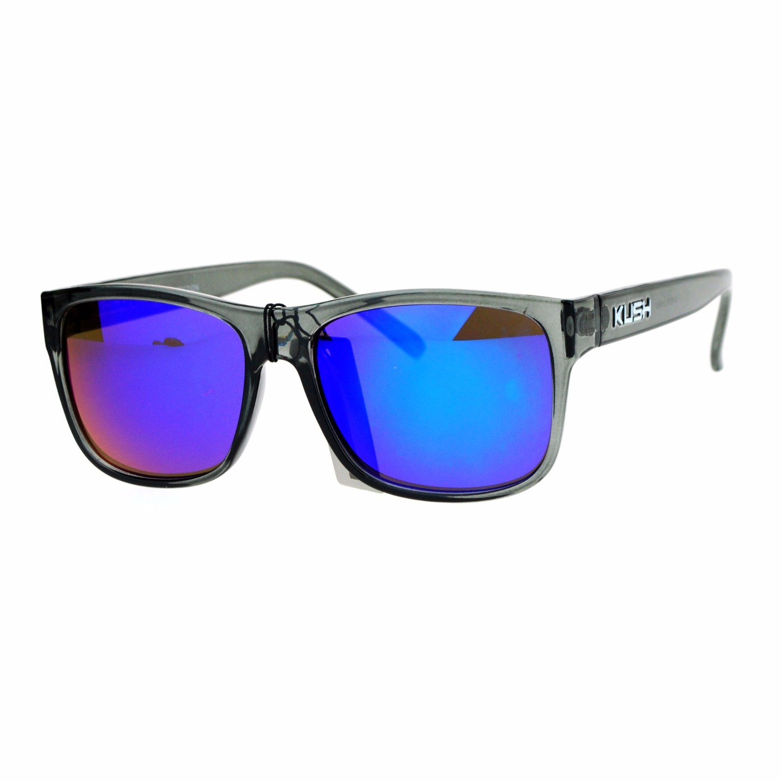 KUSH Unisex Sunglasses Slate Gray Square Frame Mirror Lens UV 400