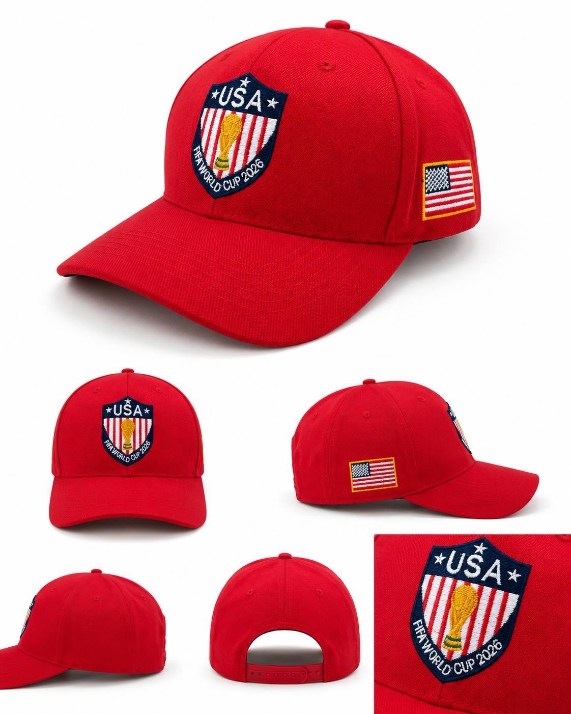 FIFA World Cup 2026 MEX USA CAN Black White Red Premium Embroidered Event Hat