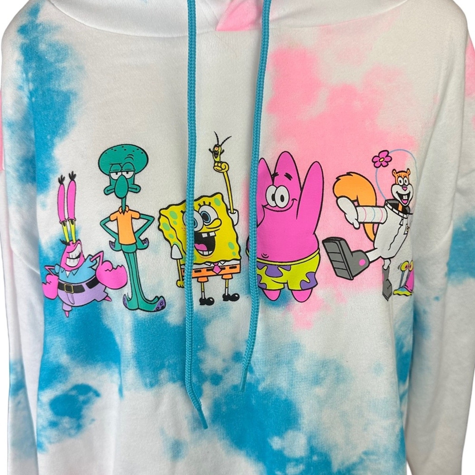 Spongebob Squarepants Tie Dye Hoodie Nickelodeon Size Medium Pink Blue White