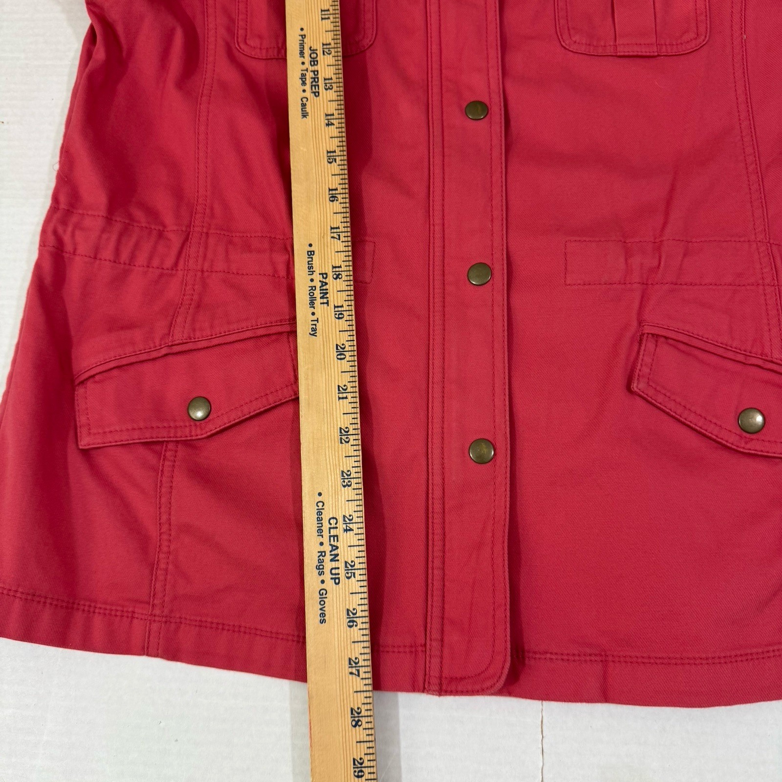TALBOTS Jacket L Safari Field Utility Button Zip Up Twill Cotton Tencel Orange