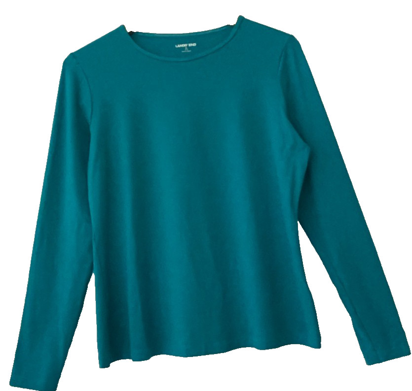 Lands’ End Women’s UPF 50 Blue Long Sleeve Sun Shirt RashGuaRD SwiM Top siZe M