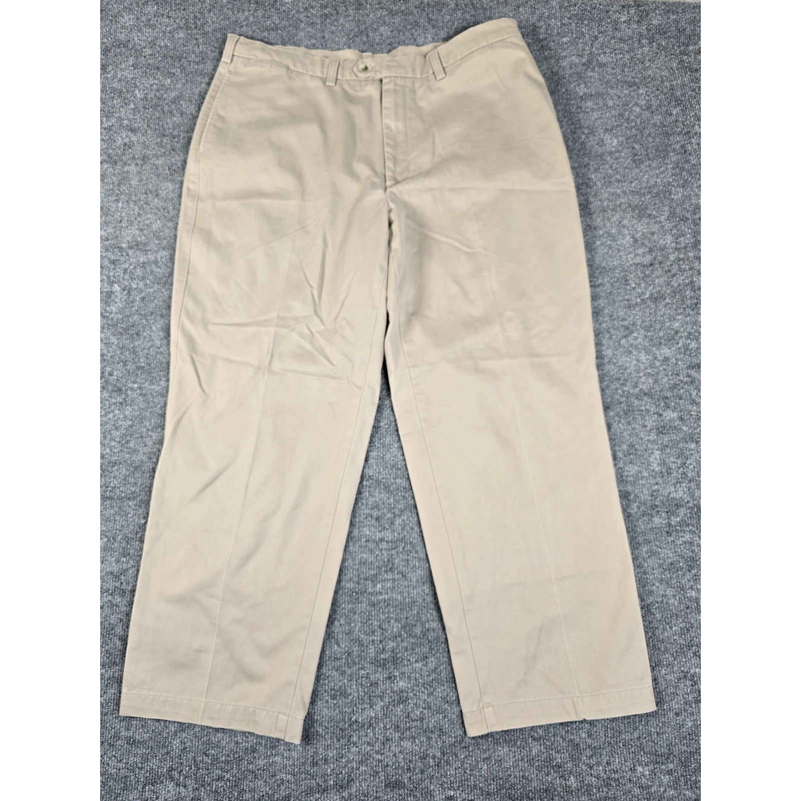 Savane Motion Mens Wheat Khaki Cotton Blend Flat Front Dress Pants 40W x 29L