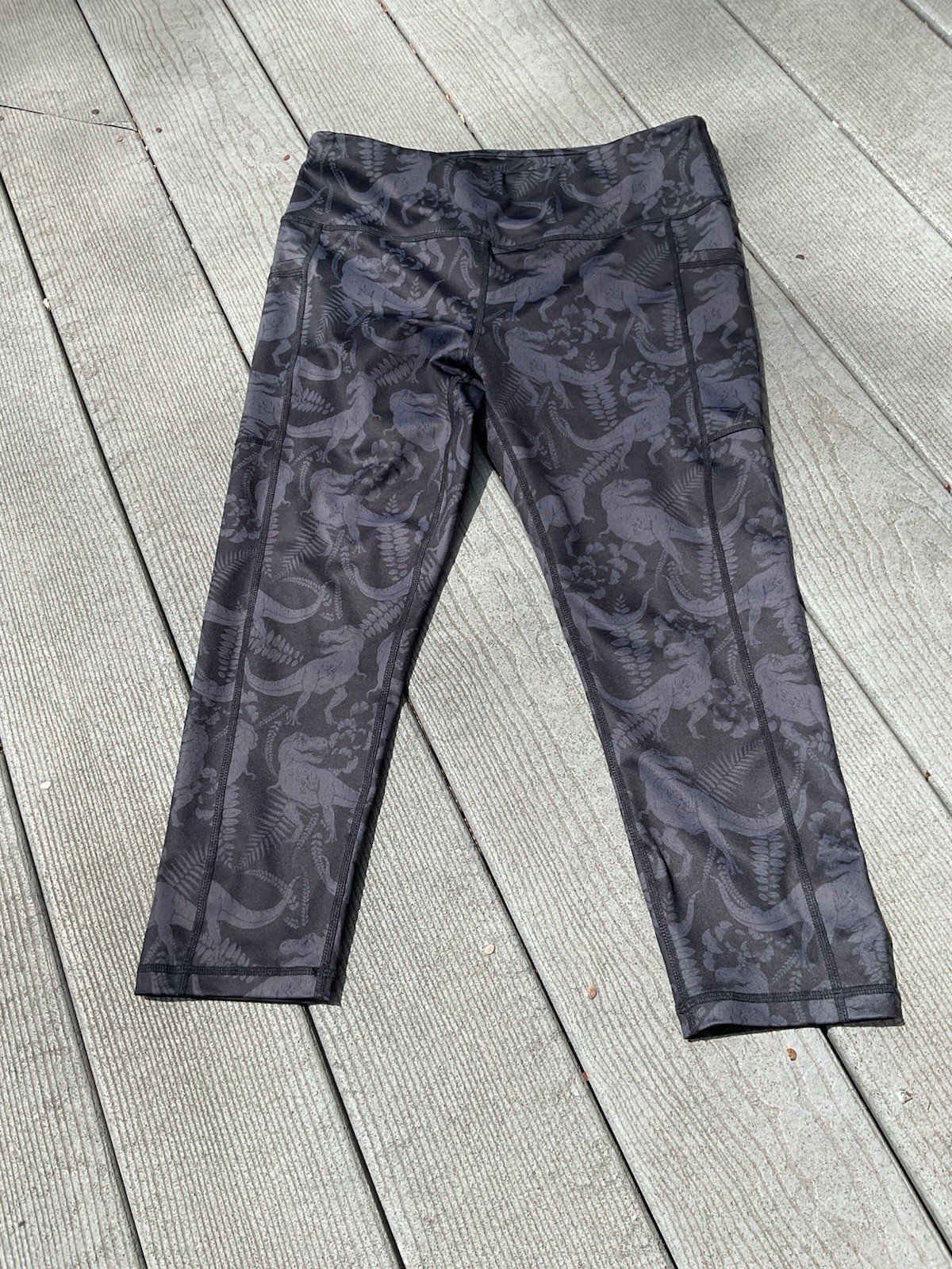 Constantly Varied Gear Leggings Dinosaur Print Pockets Capri L