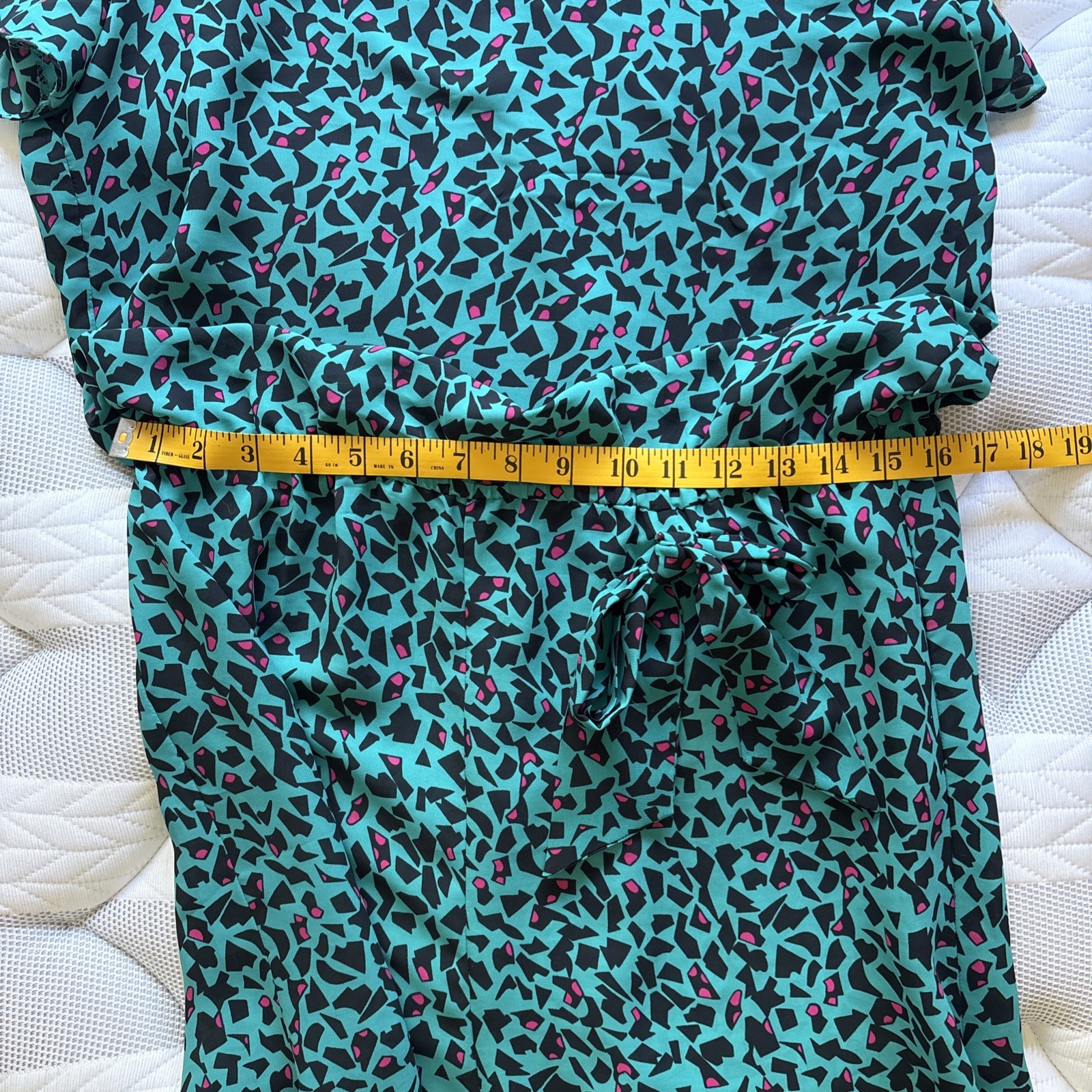Vtg 80s 90s Teal Abstract Secretary Dress – 12